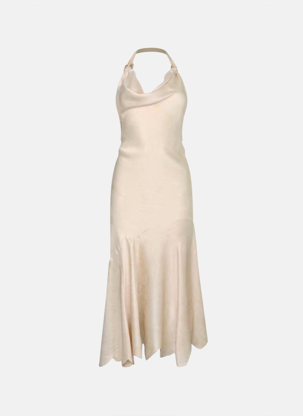 Preowned Alexander McQueen 2004 Ivory Satin Draped Halter Dress