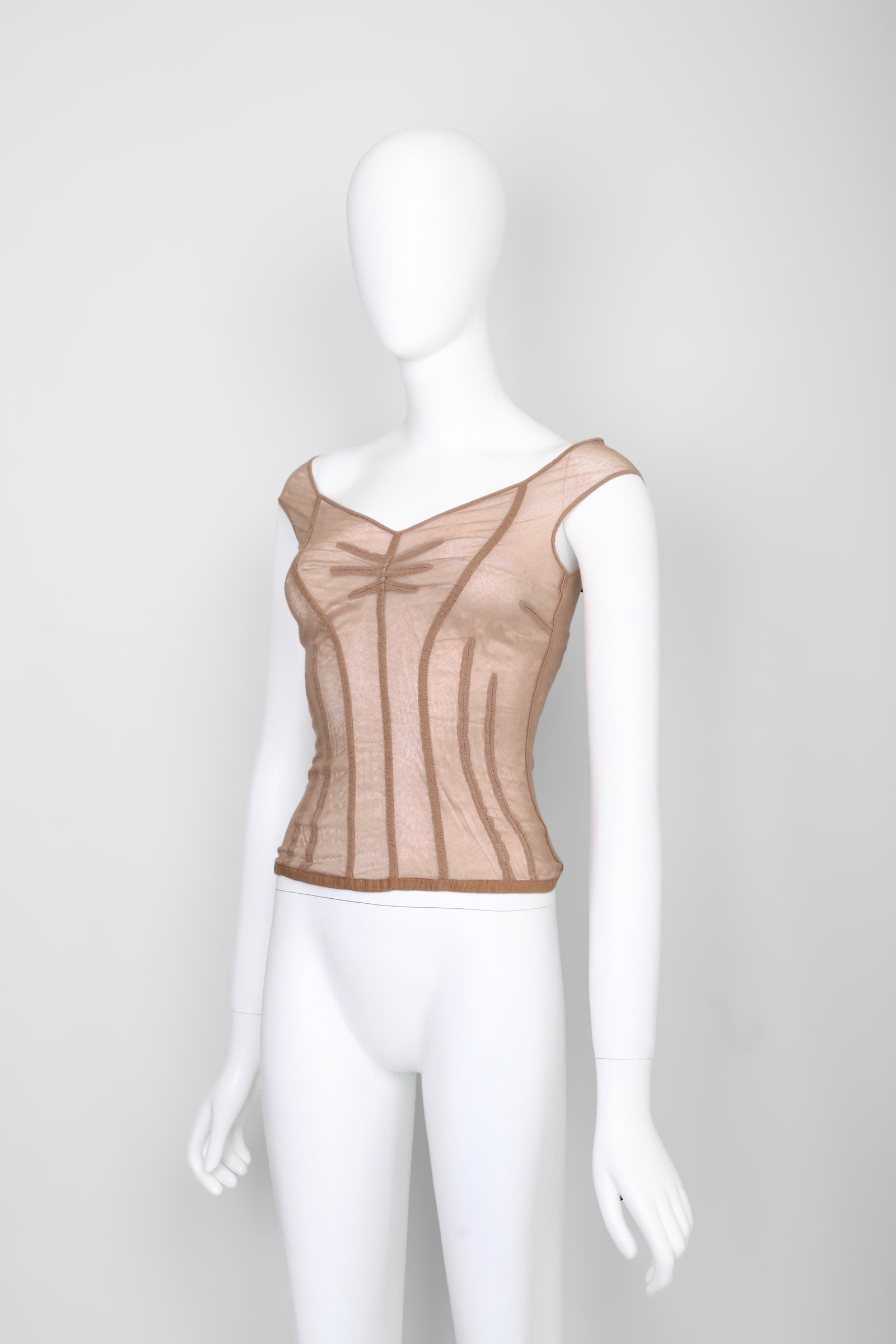Vintage Dolce & Gabbana Spring 1998 Runway Beige Corset - Pulled