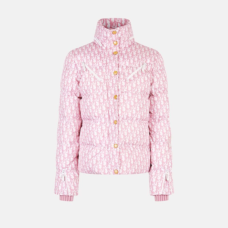 Preowned Christian Dior by John Galliano Pink Trotter Logo Puffer Jacket
