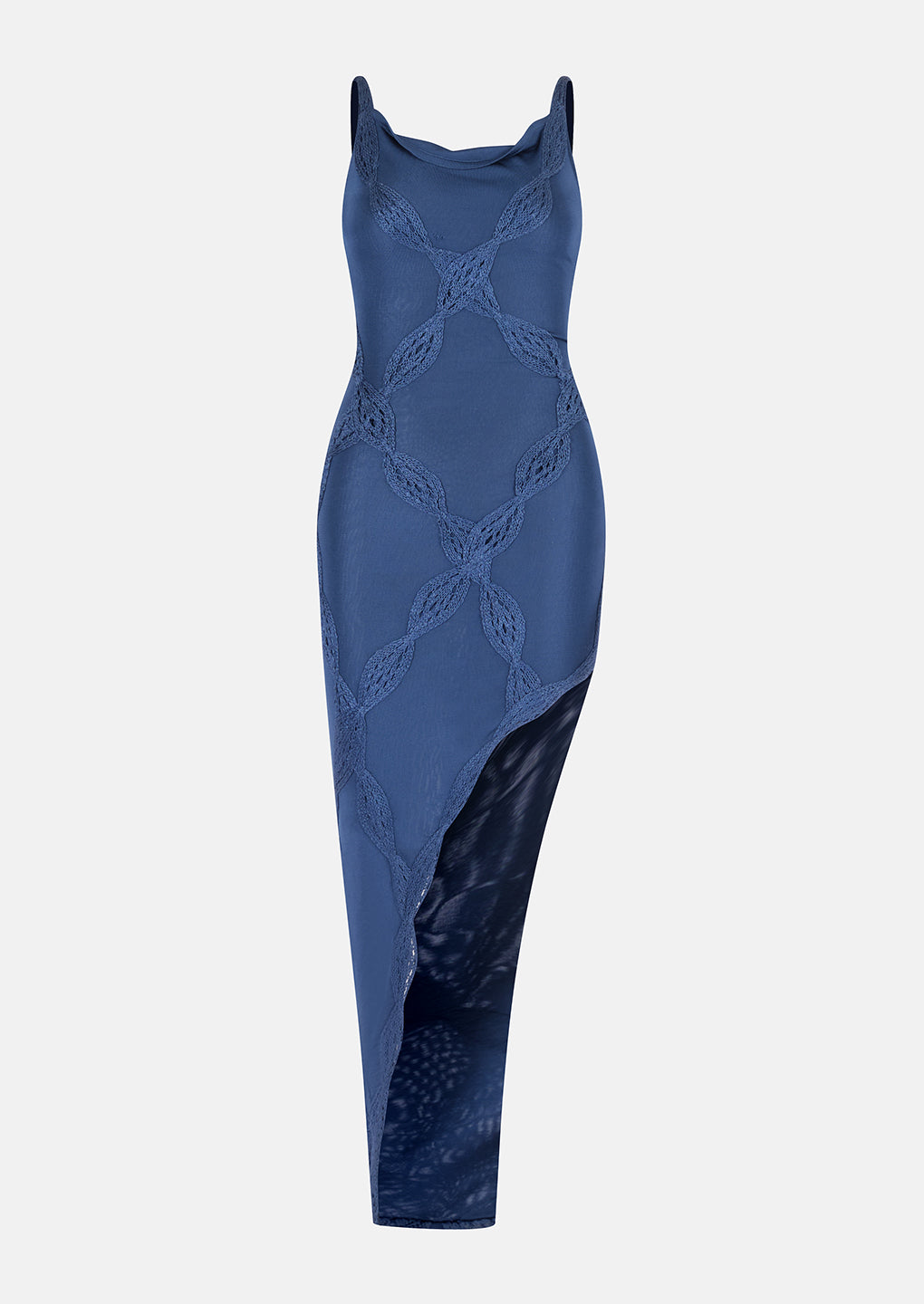 Preowned Christian Dior 2001 Blue Silk Asymmetrical Dress