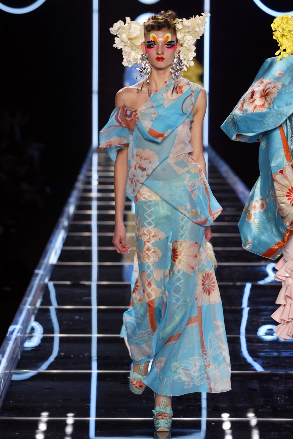 Christian Dior by John Galliano Fall 2003 Blue Floral Corset Bustier