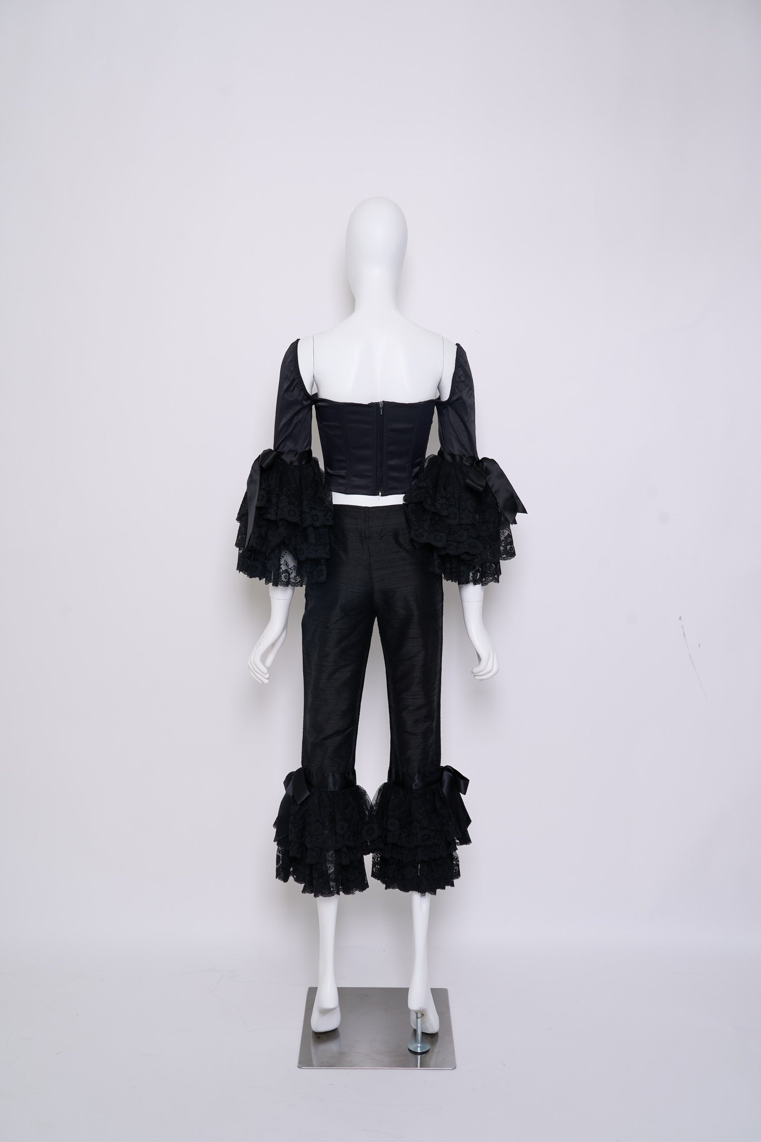 Preowned Dolce & Gabbana Spring 2000 Black Lace Corset Pants Set