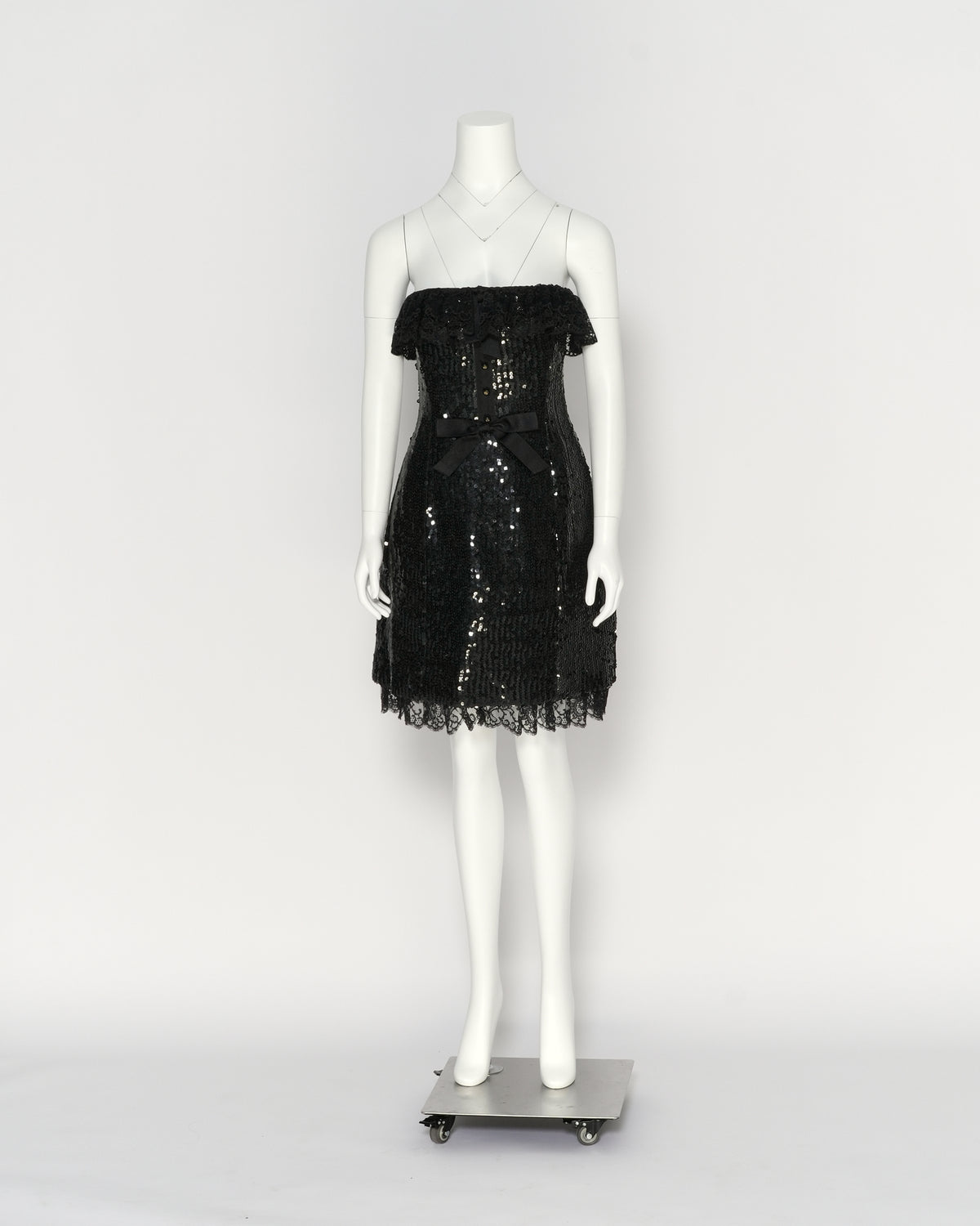 Chanel by Karl Lagerfeld Fall/Winter 1994 Black Sequin Strapless Mini Dress
