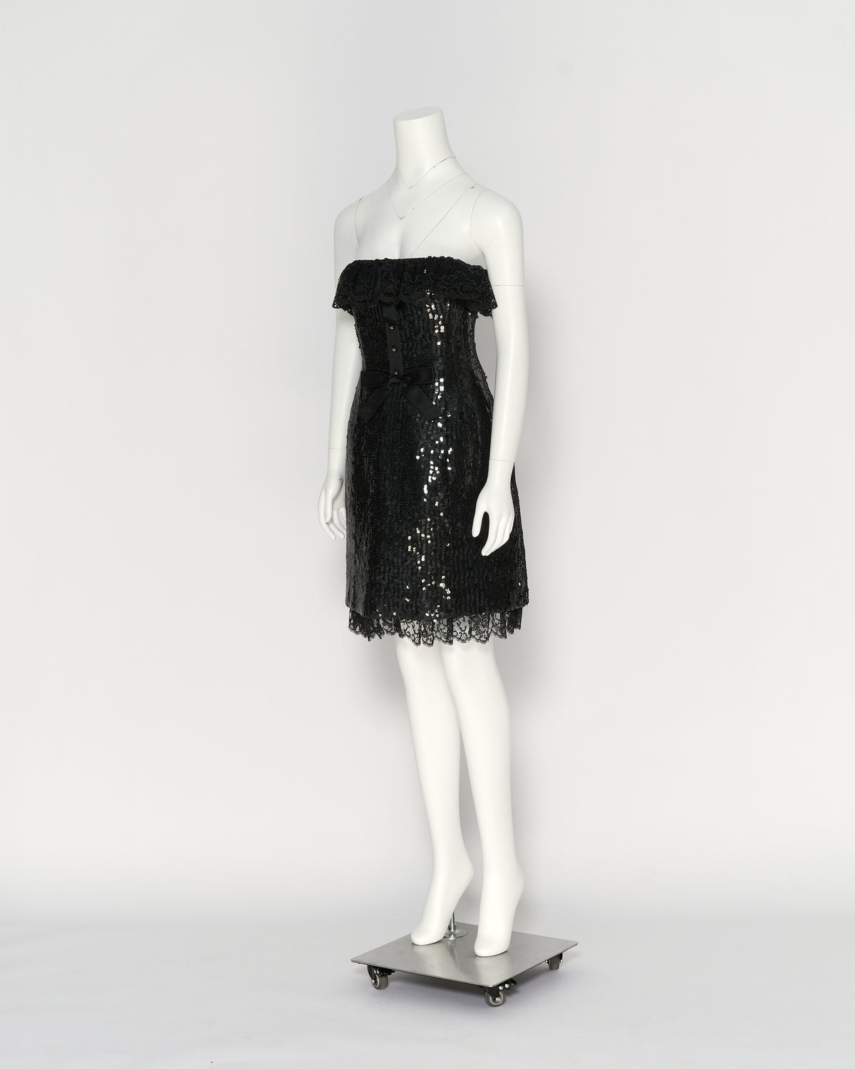 Chanel by Karl Lagerfeld Fall/Winter 1994 Black Sequin Strapless Mini Dress