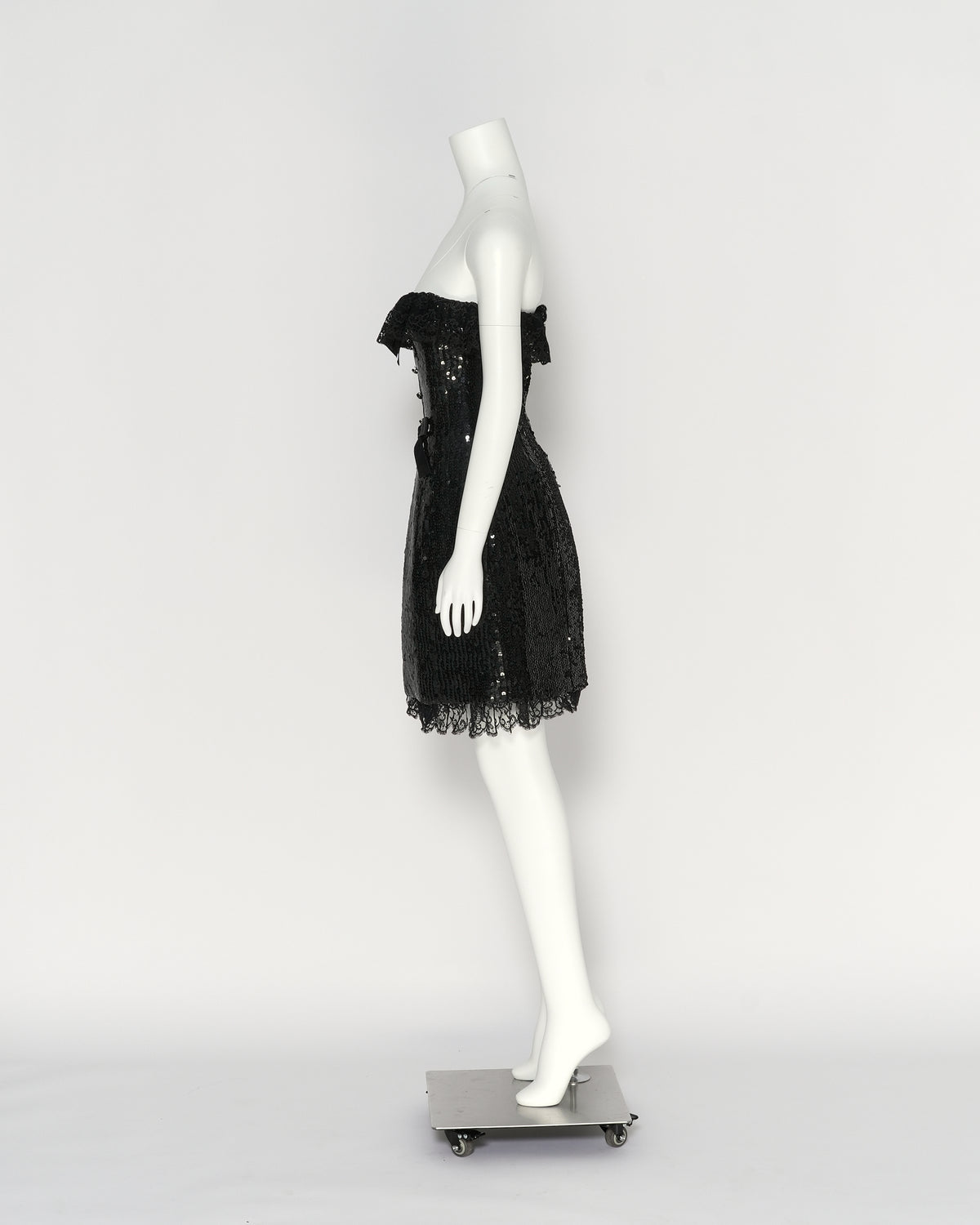 Chanel by Karl Lagerfeld Fall/Winter 1994 Black Sequin Strapless Mini Dress