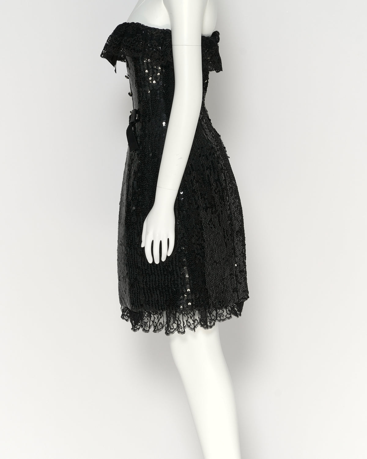 Chanel by Karl Lagerfeld Fall/Winter 1994 Black Sequin Strapless Mini Dress