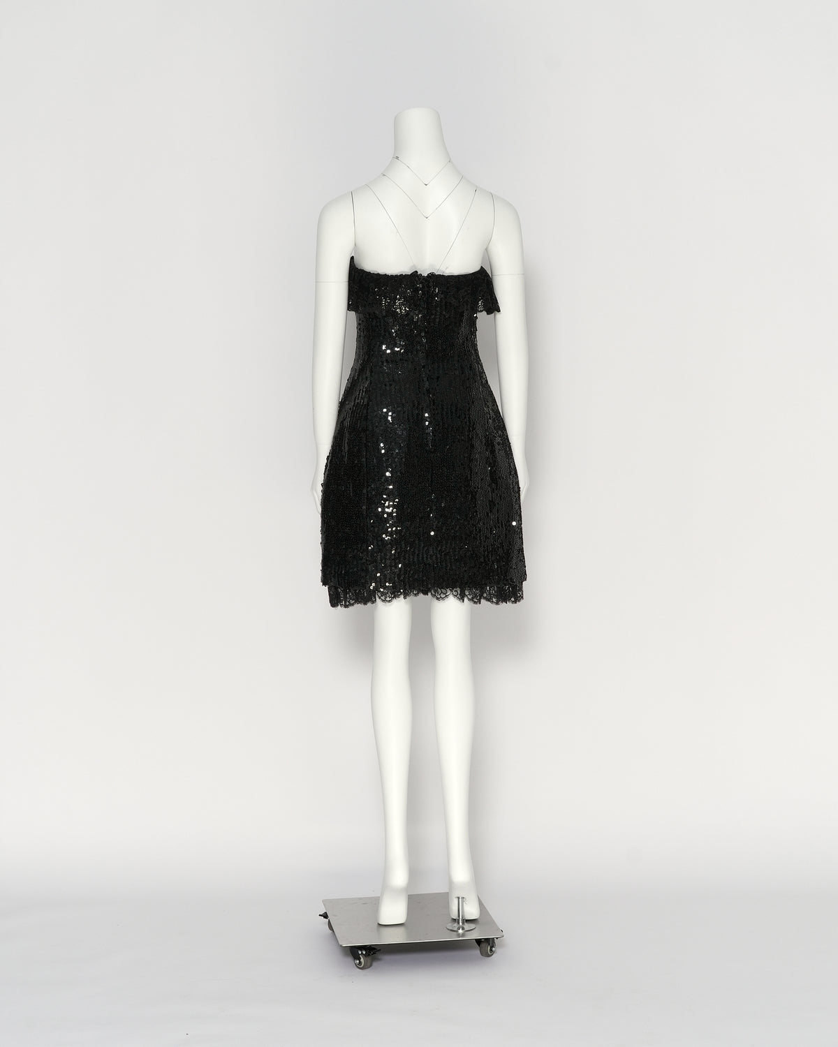 Chanel by Karl Lagerfeld Fall/Winter 1994 Black Sequin Strapless Mini Dress