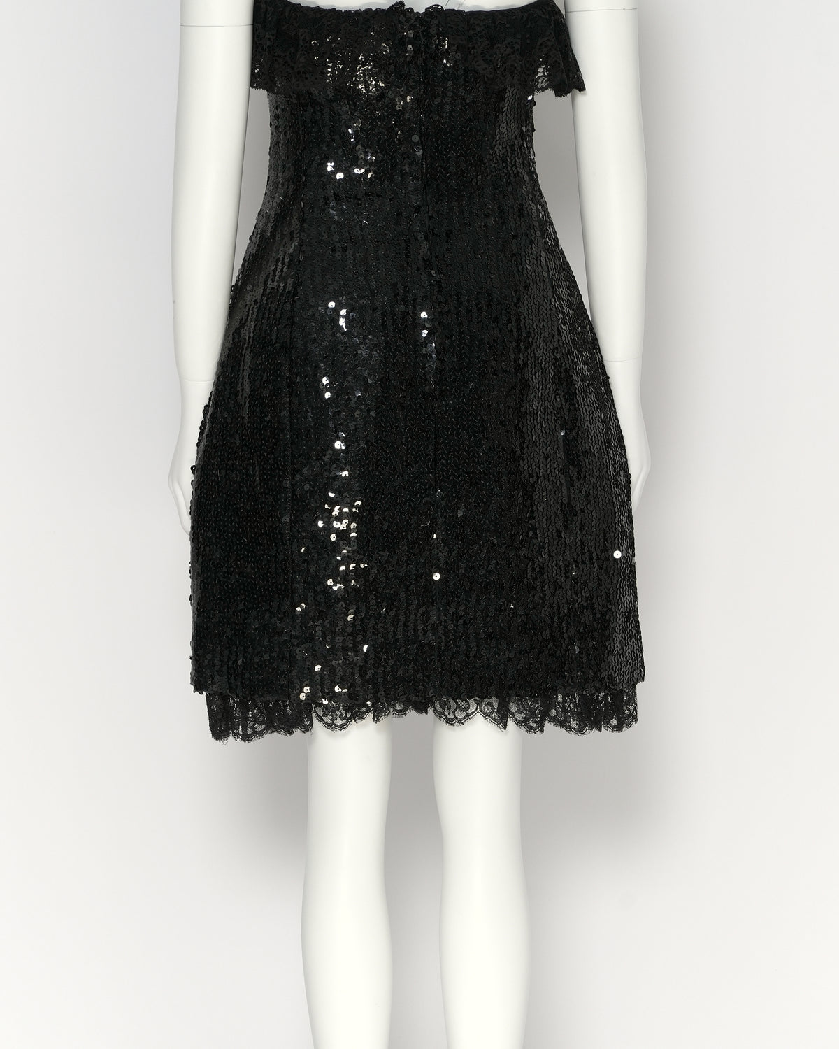 Chanel by Karl Lagerfeld Fall/Winter 1994 Black Sequin Strapless Mini Dress
