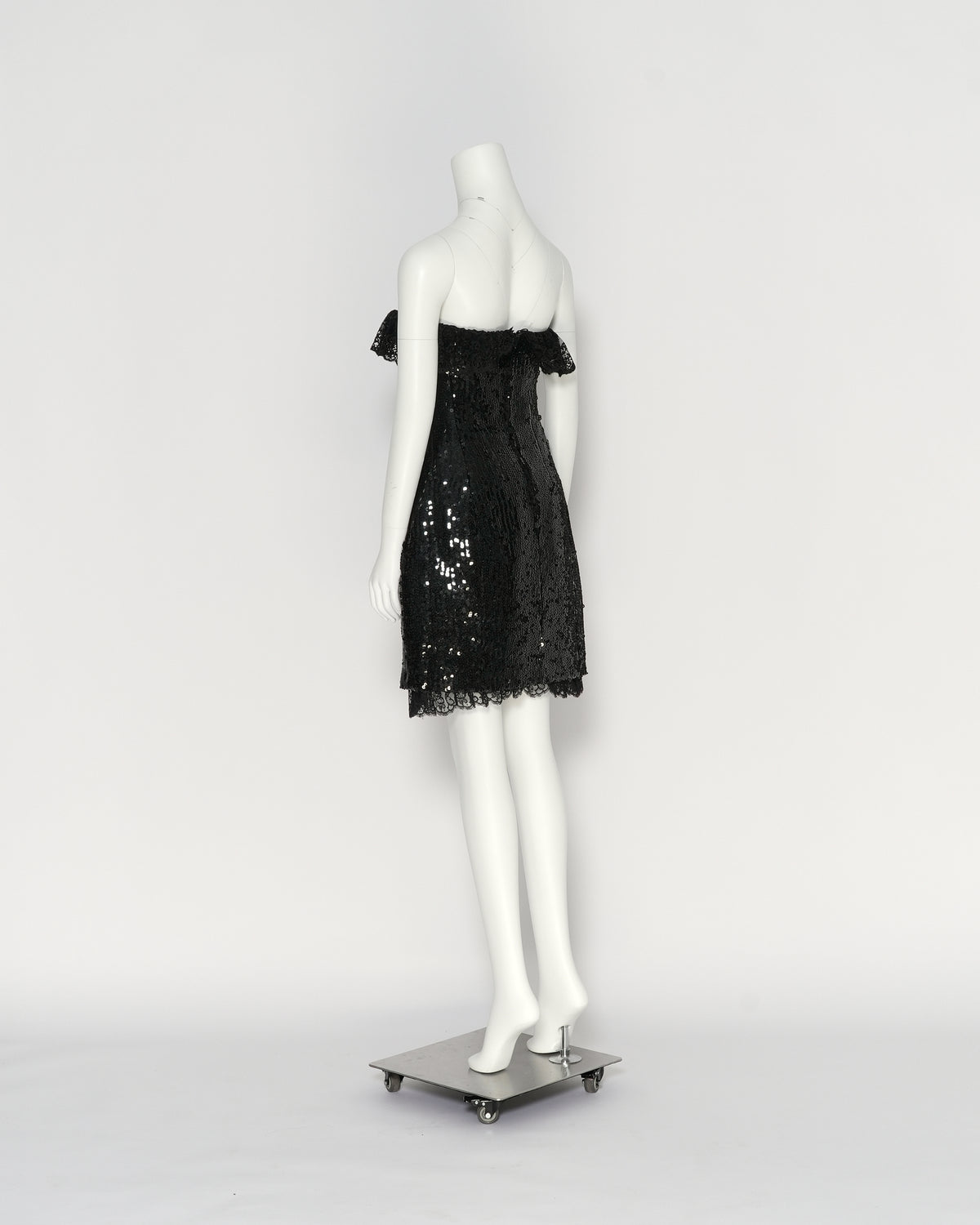 Chanel by Karl Lagerfeld Fall/Winter 1994 Black Sequin Strapless Mini Dress