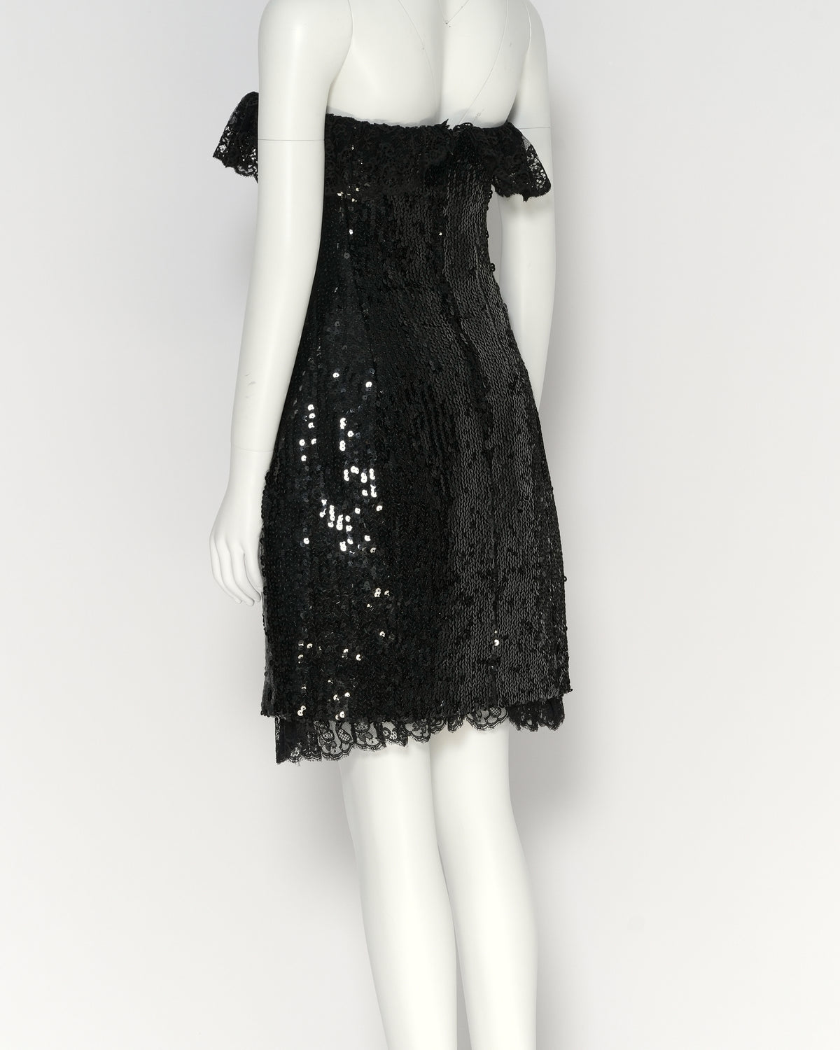 Chanel by Karl Lagerfeld Fall/Winter 1994 Black Sequin Strapless Mini Dress