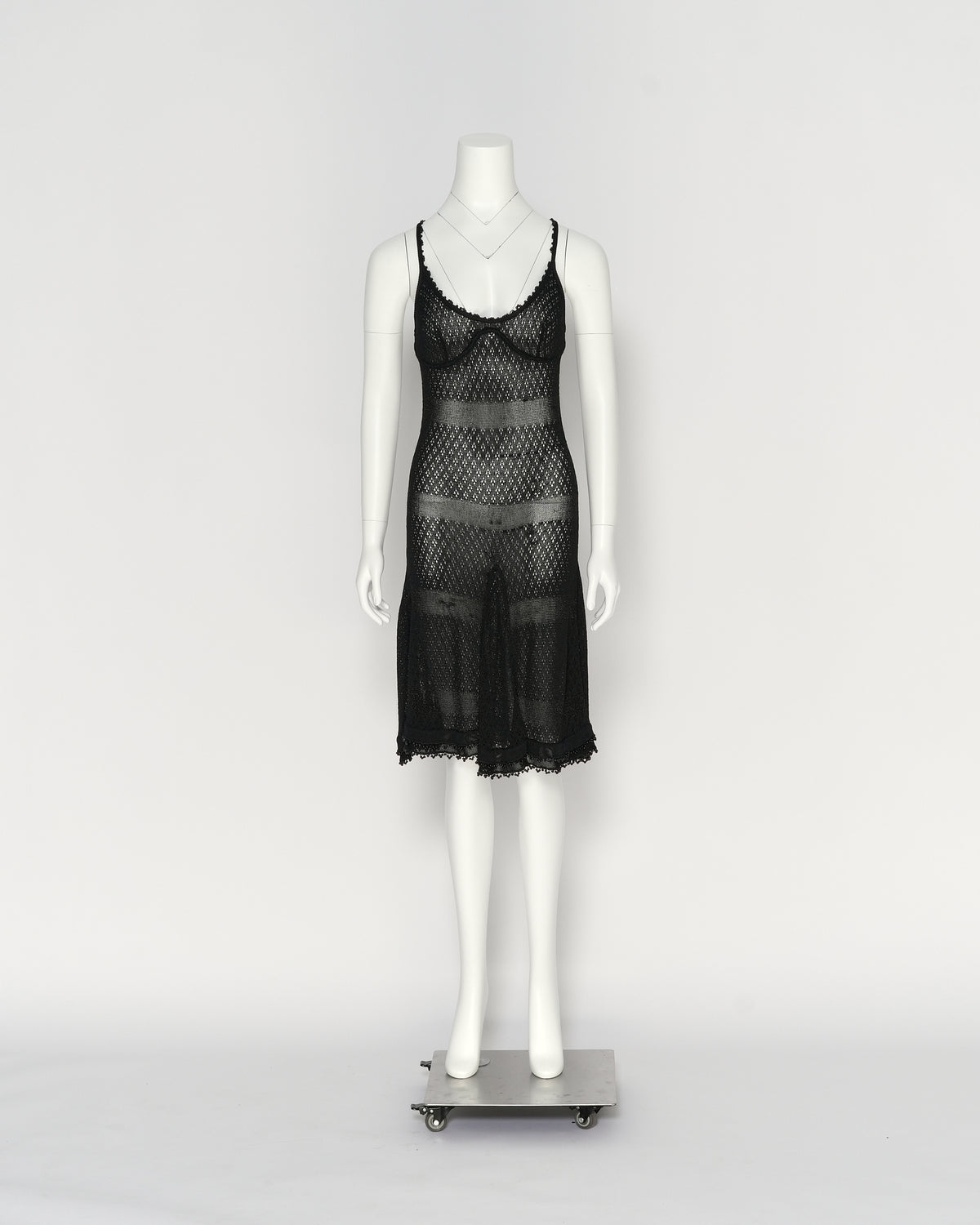 Chanel Spring/Summer 1995 Black Crochet Slip Dress