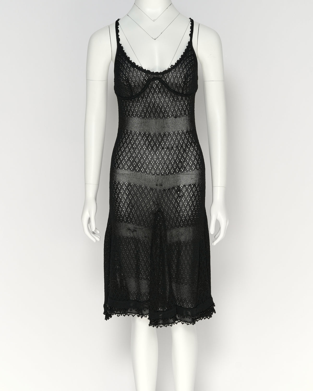 Chanel Spring/Summer 1995 Black Crochet Slip Dress