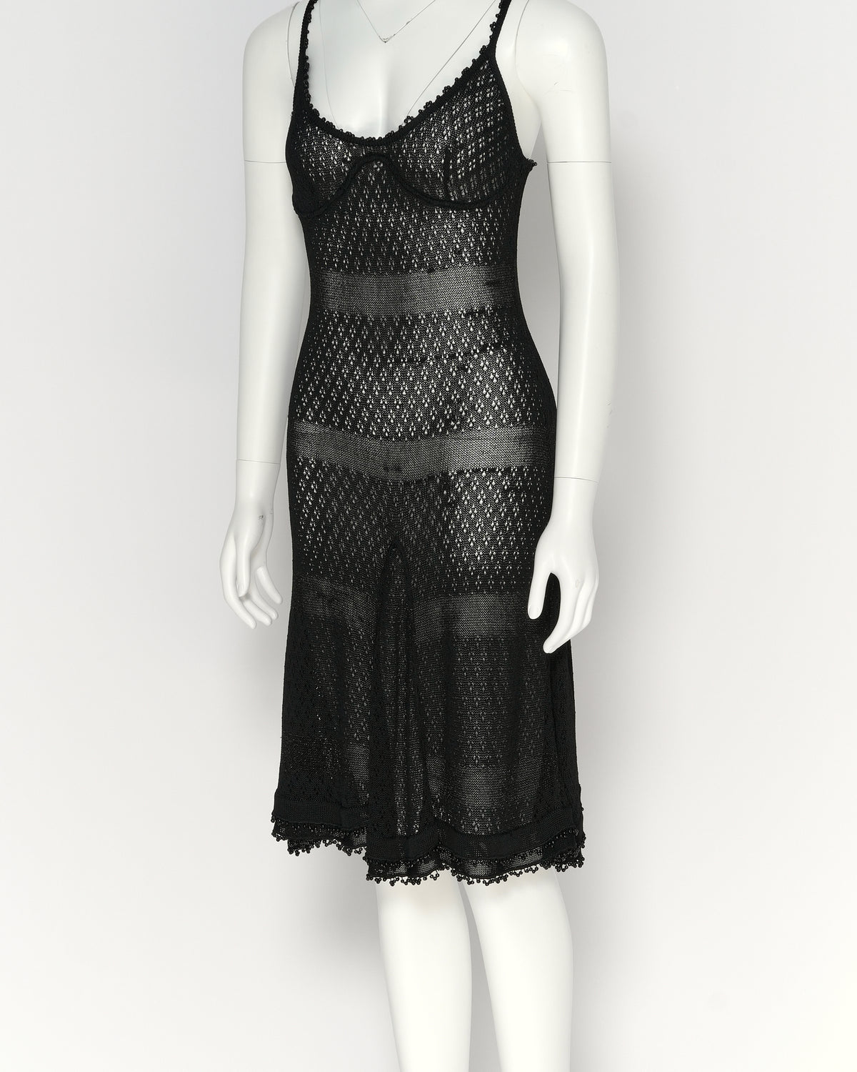 Chanel Spring/Summer 1995 Black Crochet Slip Dress