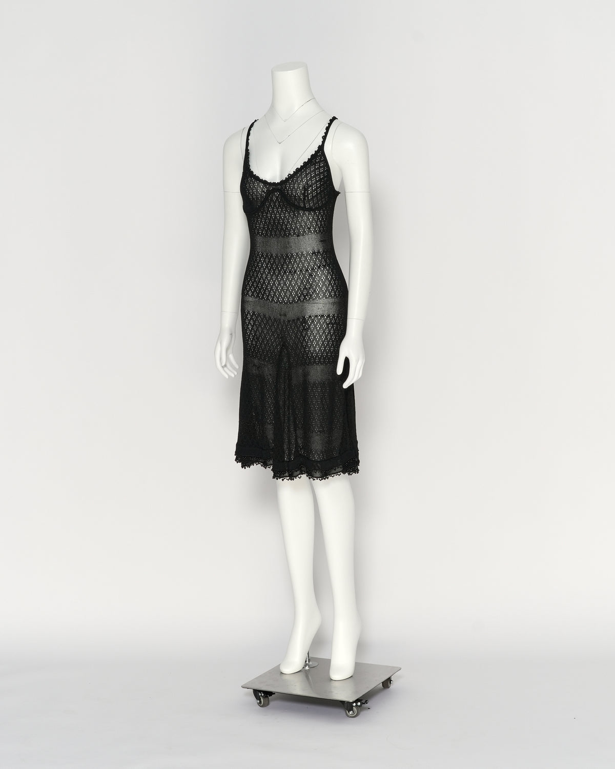 Chanel Spring/Summer 1995 Black Crochet Slip Dress