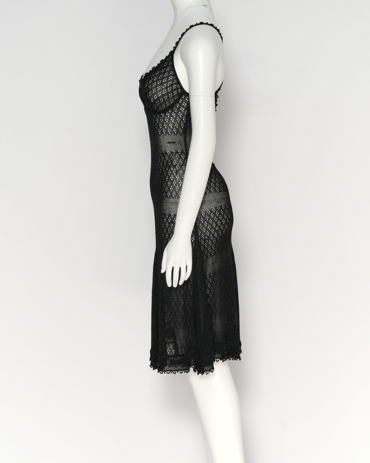 Chanel Spring/Summer 1995 Black Crochet Slip Dress