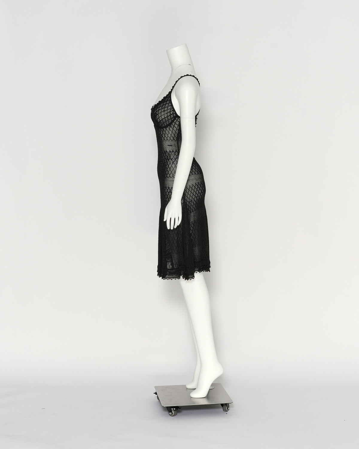 Chanel Spring/Summer 1995 Black Crochet Slip Dress