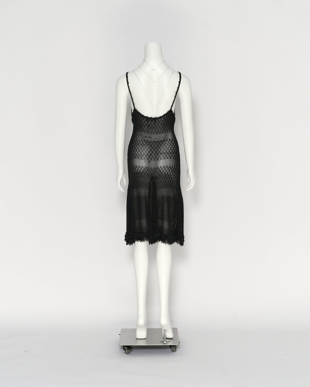 Chanel Spring/Summer 1995 Black Crochet Slip Dress