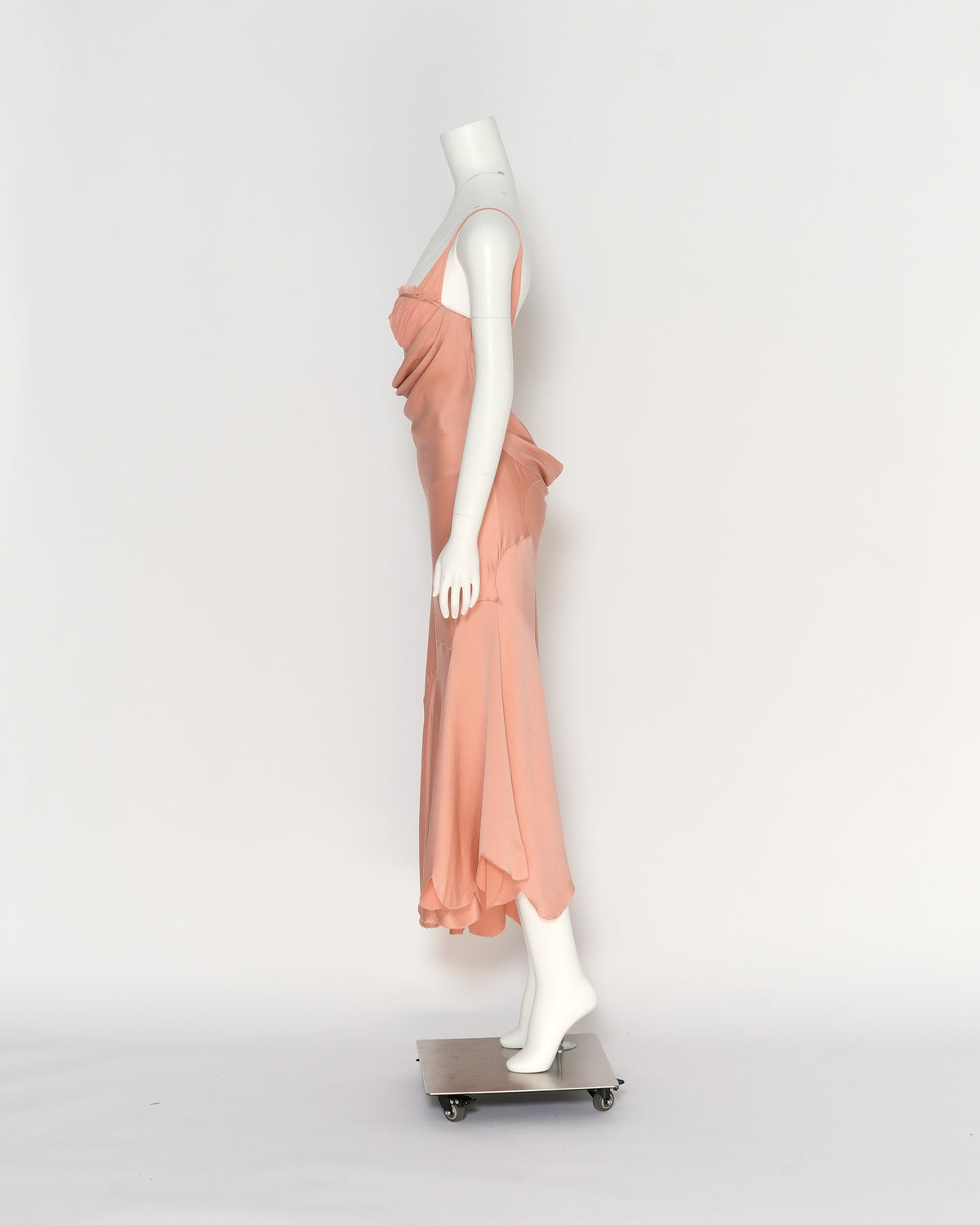 Alexander McQueen Spring/Summer 2004 "Deliverance" collection Peach Silk Corseted Bias-cut Evening Dress and Capelet