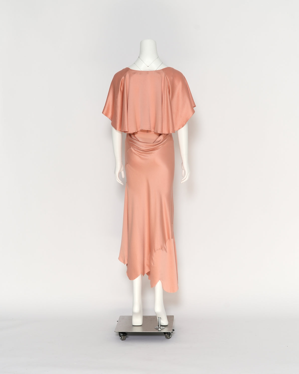 Alexander McQueen Spring/Summer 2004 "Deliverance" collection Peach Silk Corseted Bias-cut Evening Dress and Capelet