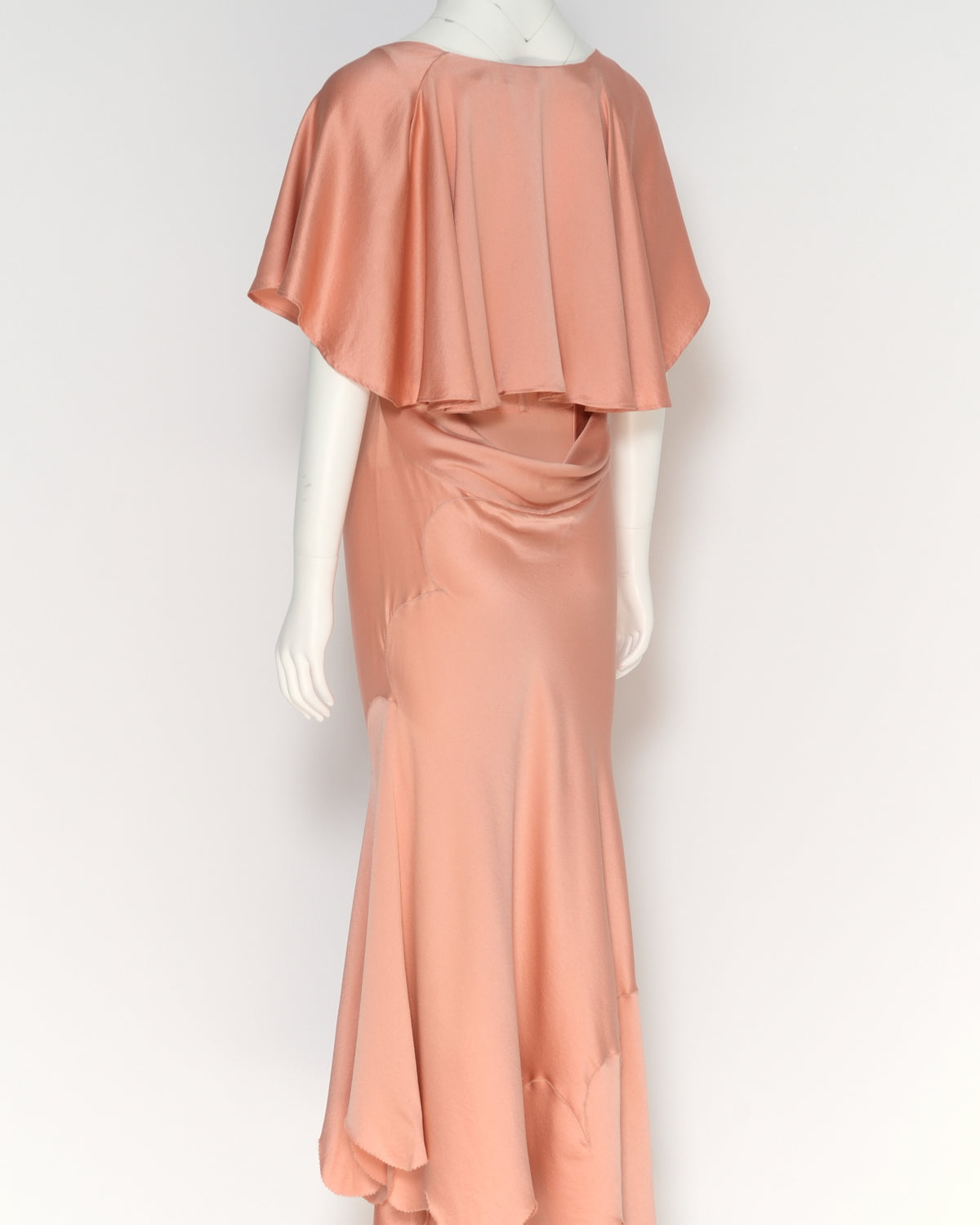 Alexander McQueen Spring/Summer 2004 "Deliverance" collection Peach Silk Corseted Bias-cut Evening Dress and Capelet