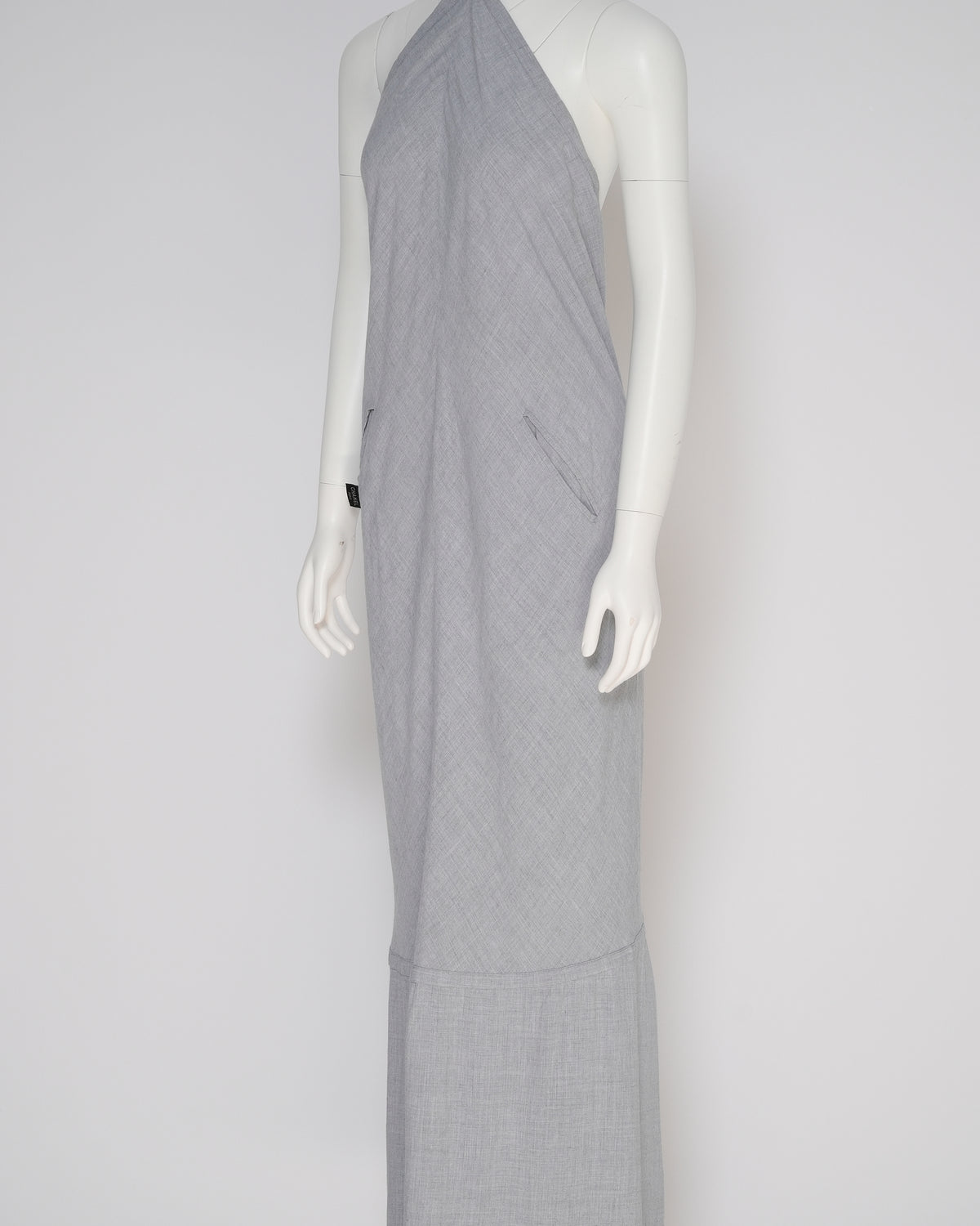 Chanel Fall 1999 Light Grey Viscose Halterneck Maxi Dress