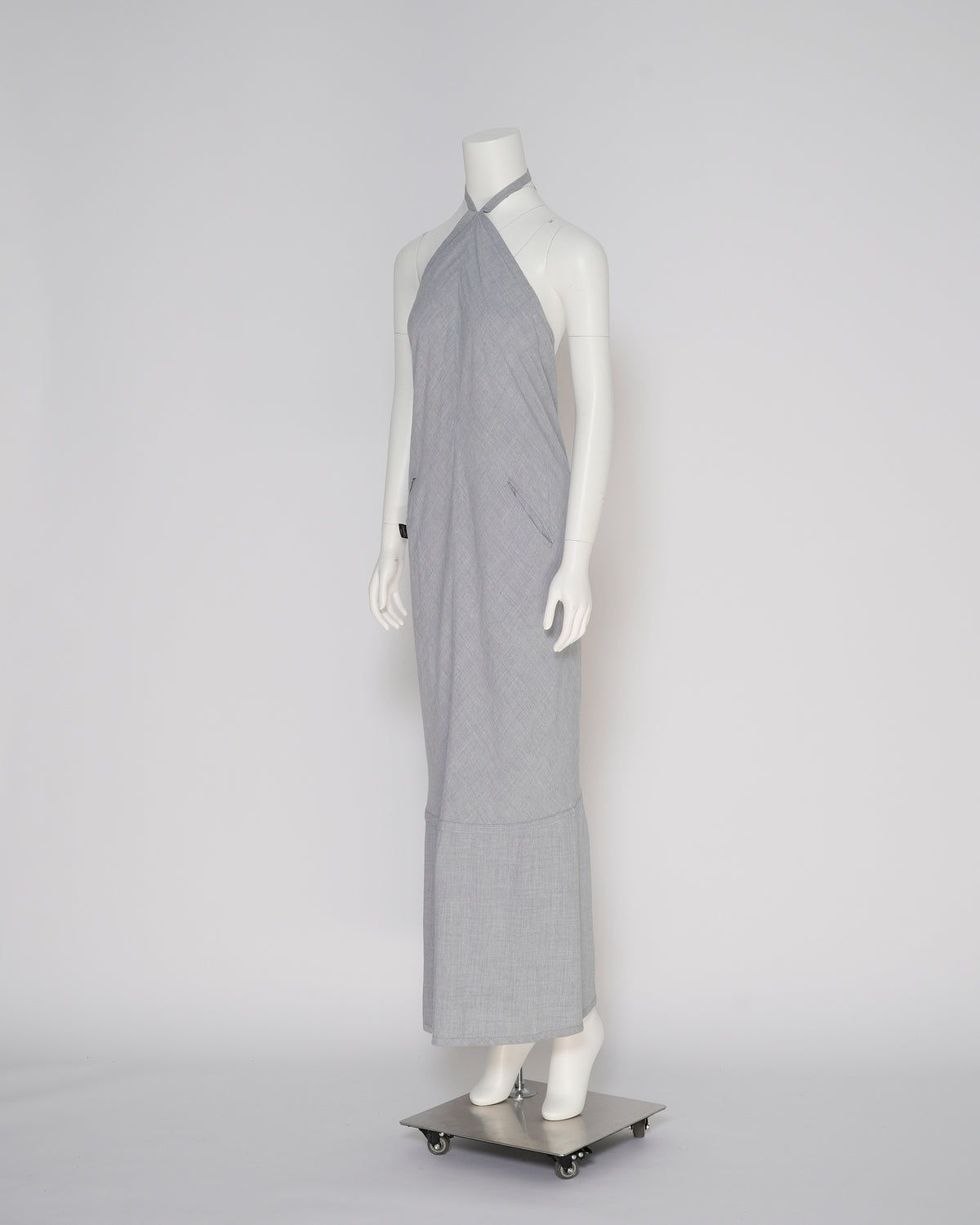 Chanel Fall 1999 Light Grey Viscose Halterneck Maxi Dress