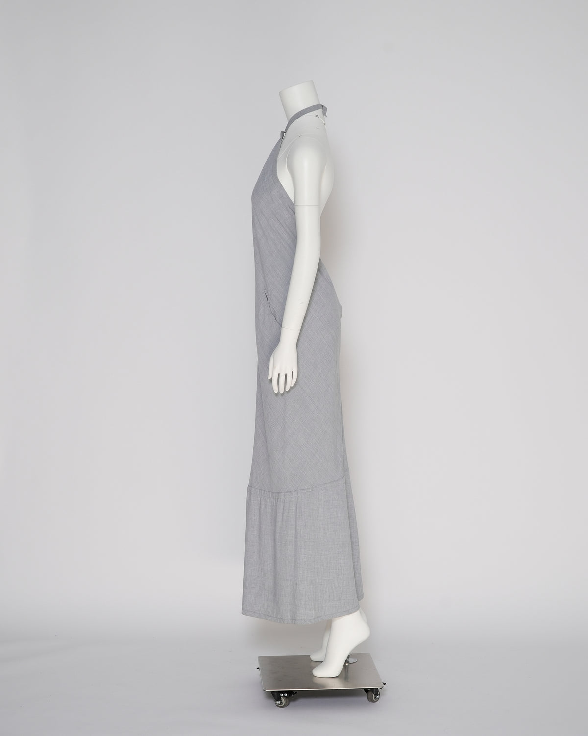 Chanel Fall 1999 Light Grey Viscose Halterneck Maxi Dress