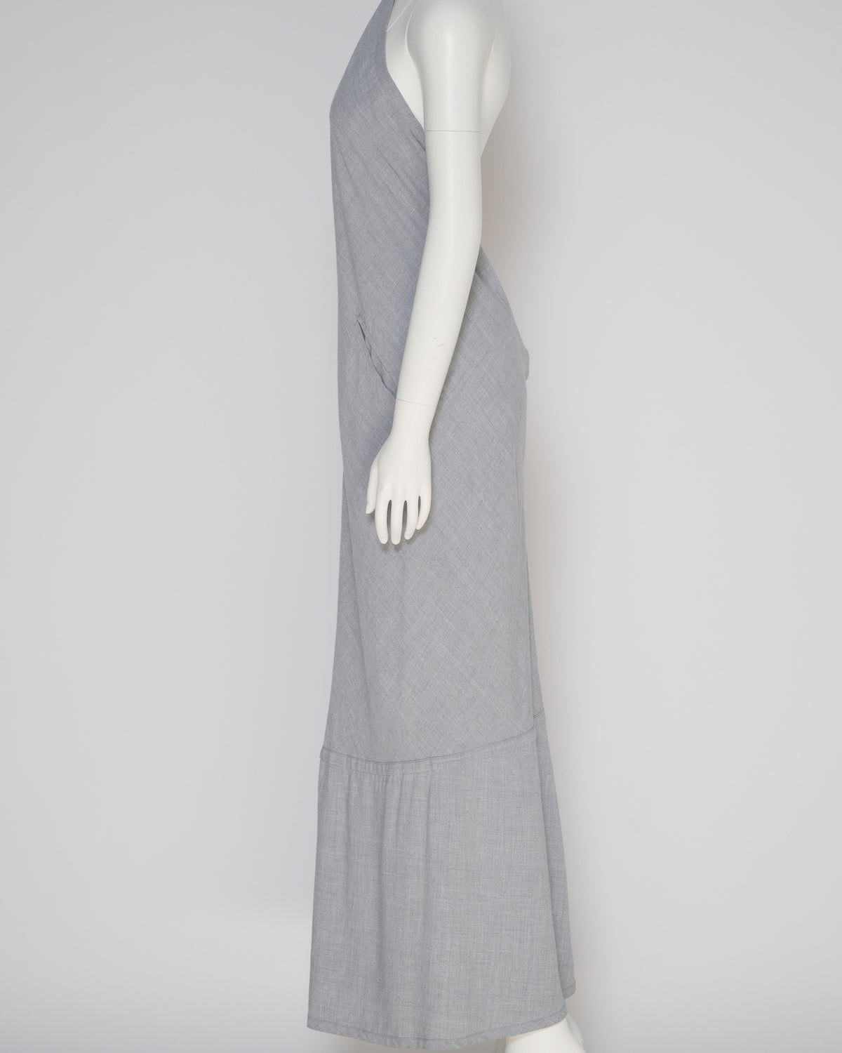 Chanel Fall 1999 Light Grey Viscose Halterneck Maxi Dress