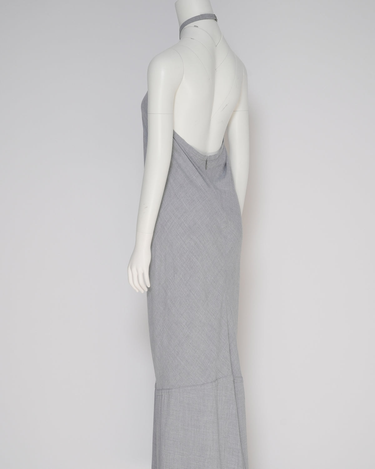 Chanel Fall 1999 Light Grey Viscose Halterneck Maxi Dress