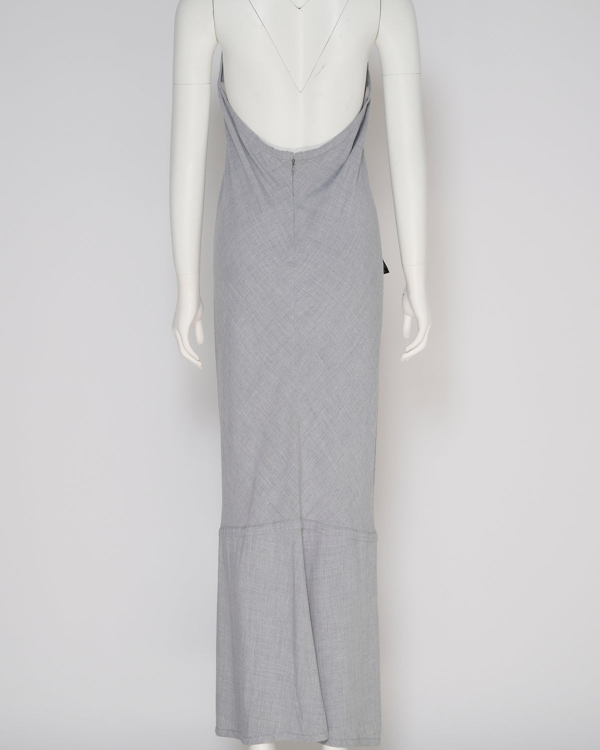 Chanel Fall 1999 Light Grey Viscose Halterneck Maxi Dress