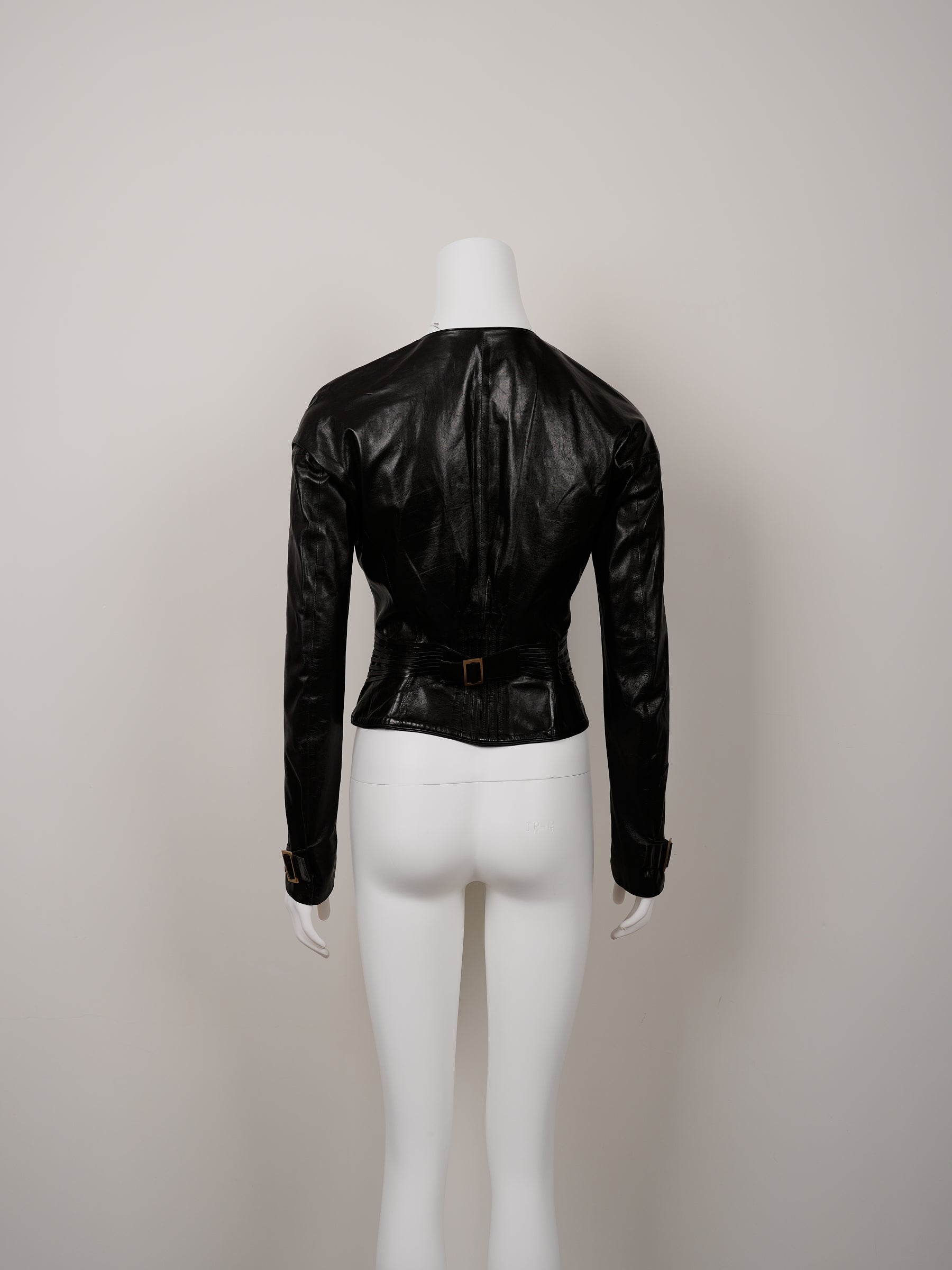 Gucci by Tom Ford Fall/Winter 2003 Black Leather Fitted Jacket - Pulled