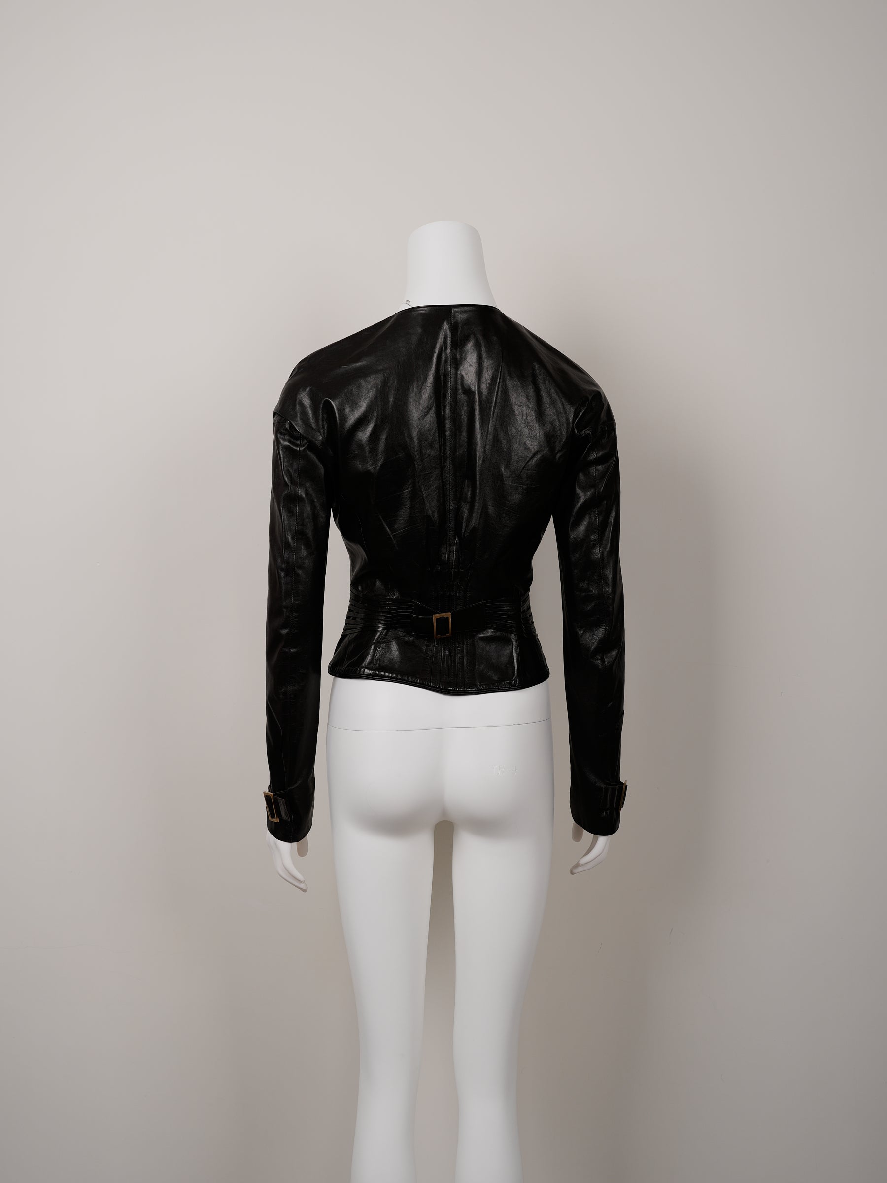 Gucci by Tom Ford Fall/Winter 2003 Black Leather Fitted Jacket - Pulled