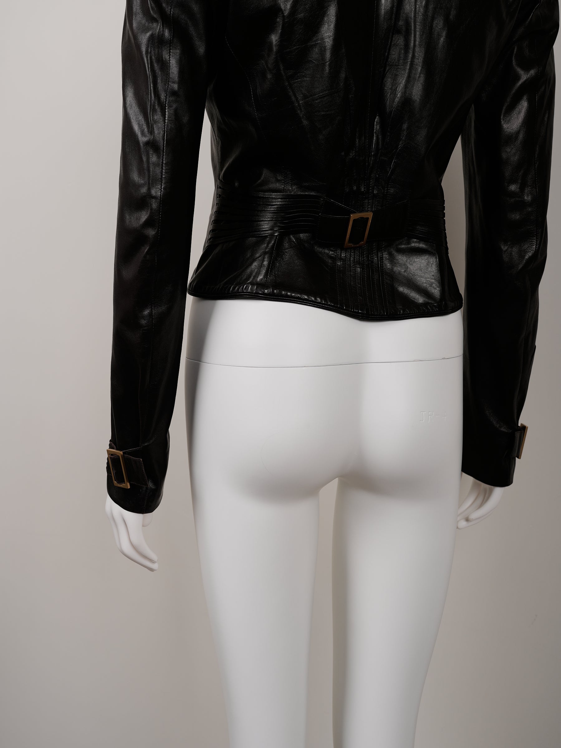 Gucci by Tom Ford Fall/Winter 2003 Black Leather Fitted Jacket - Pulled
