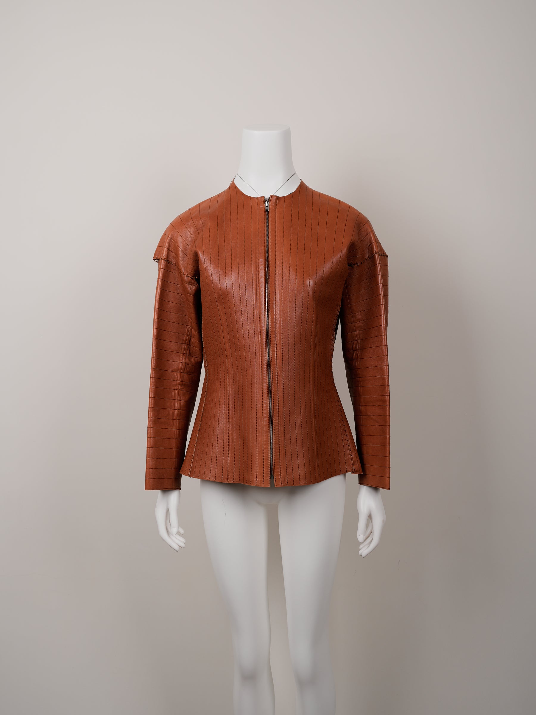 Lanvin Fall/Winter 2002 Orange Agneau Lamb Leather Jacket