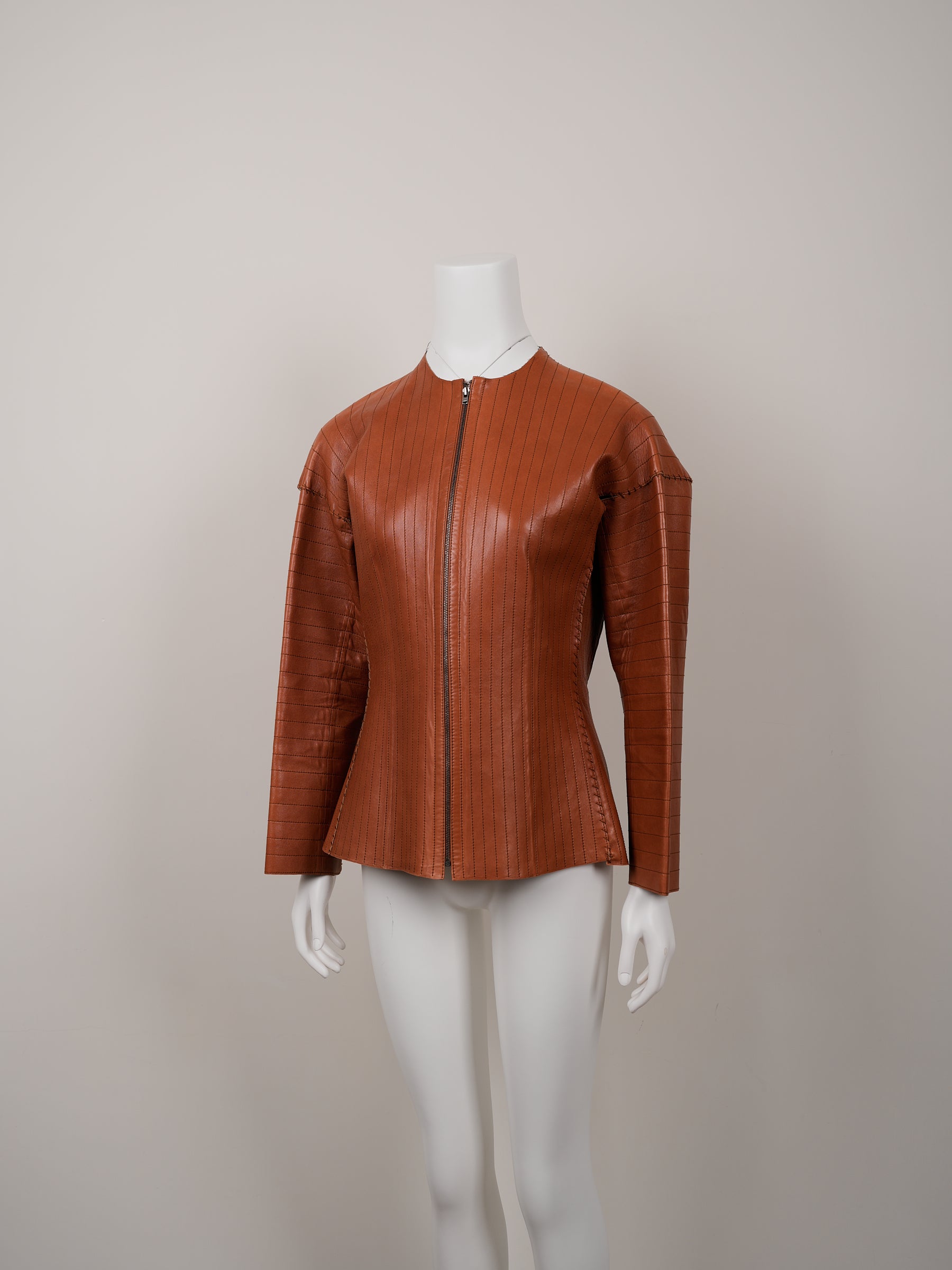 Lanvin Fall/Winter 2002 Orange Agneau Lamb Leather Jacket