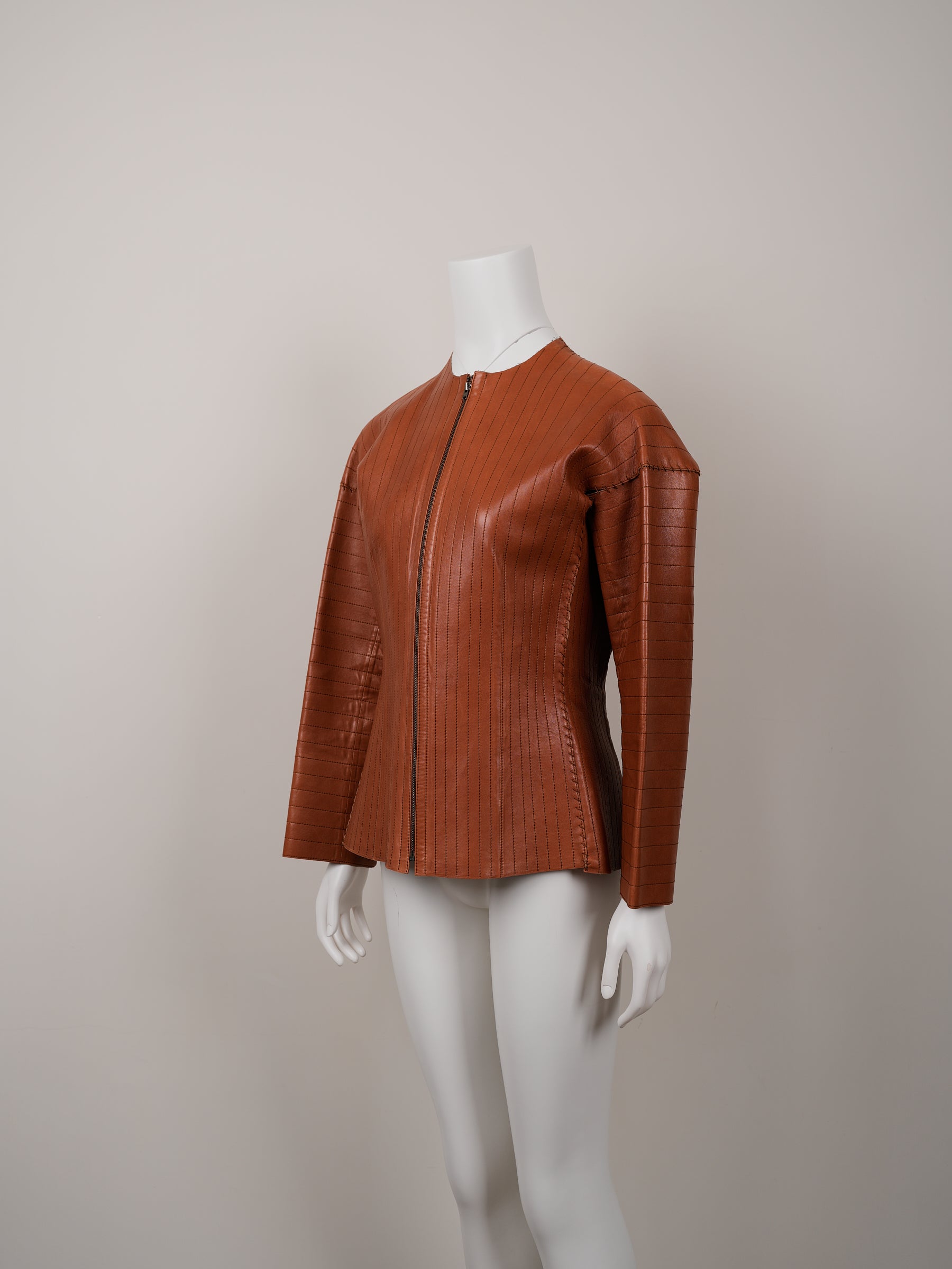 Lanvin Fall/Winter 2002 Orange Agneau Lamb Leather Jacket