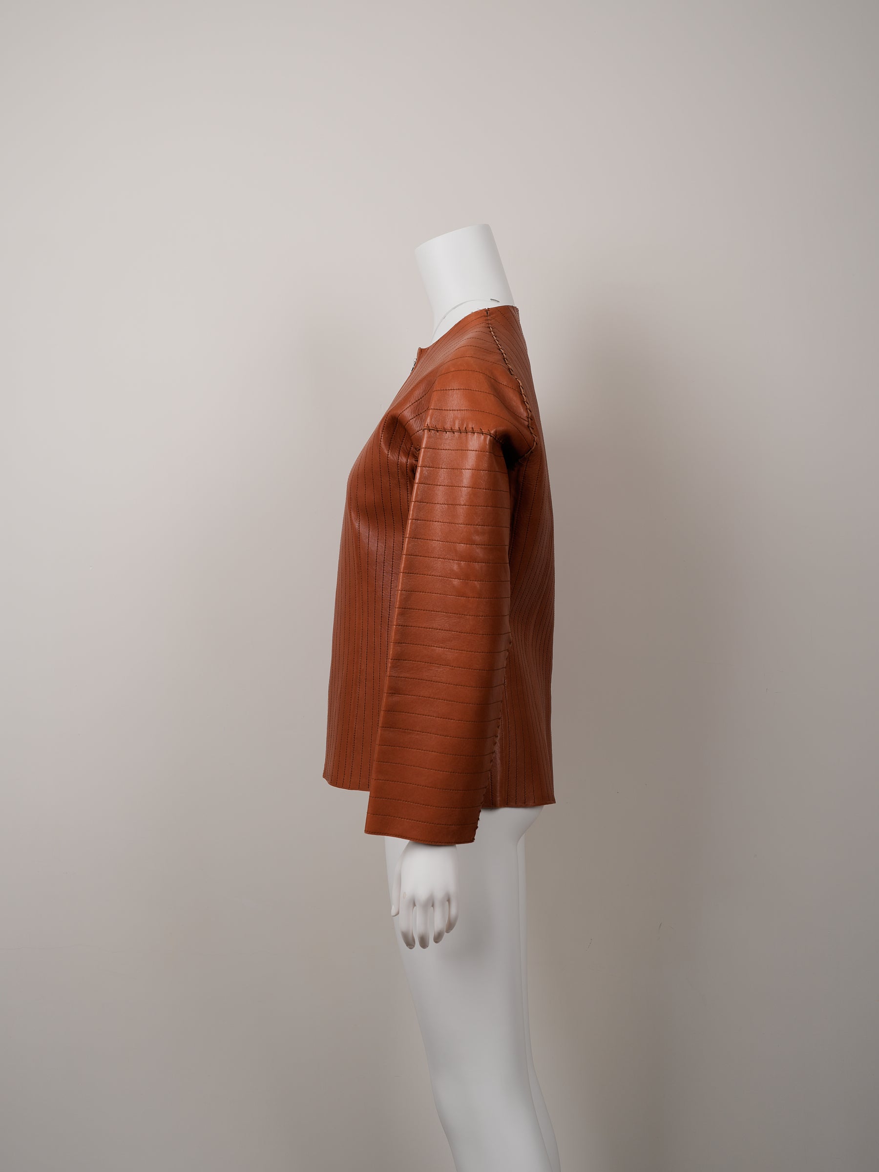 Lanvin Fall/Winter 2002 Orange Agneau Lamb Leather Jacket