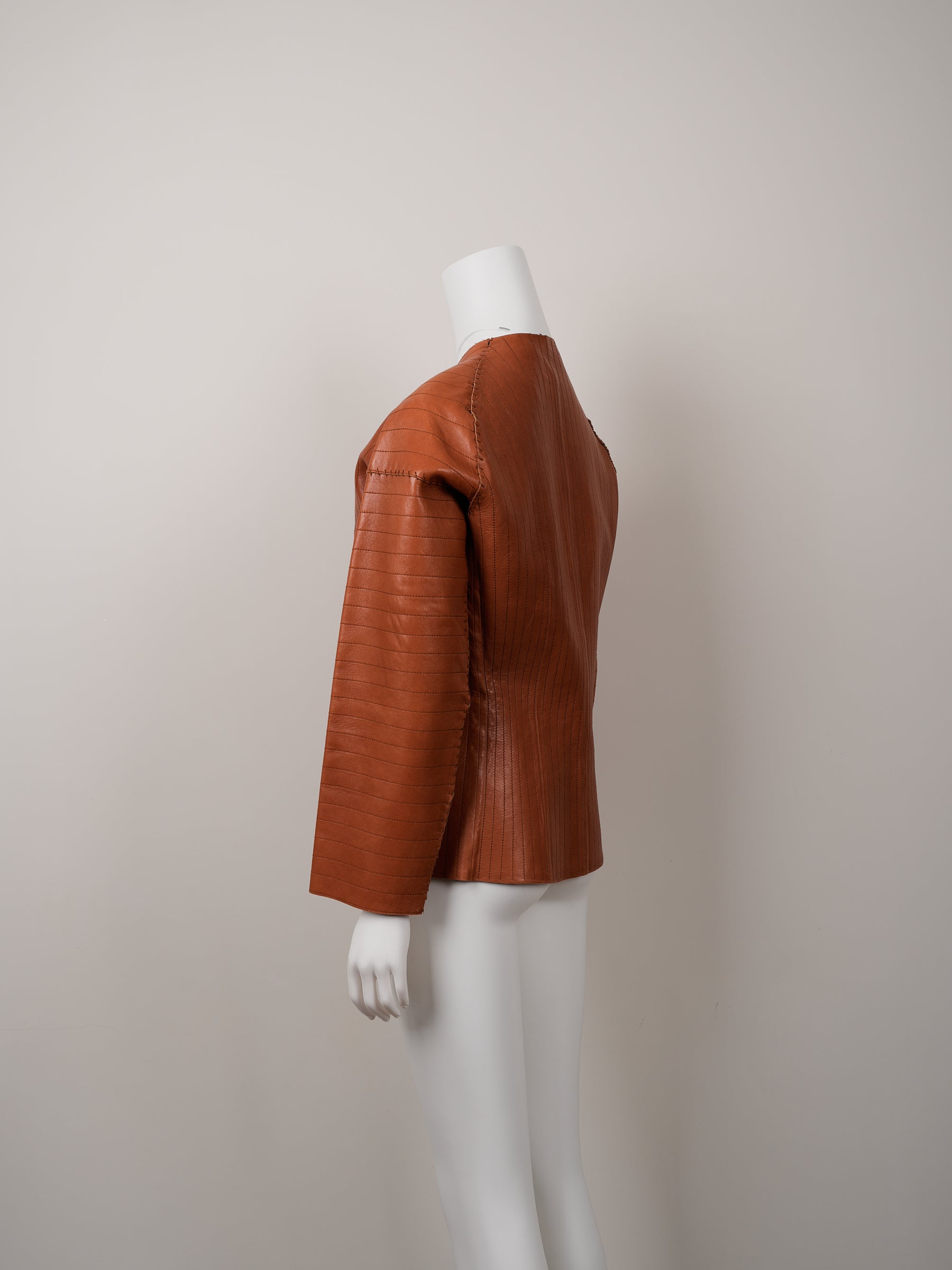 Lanvin Fall/Winter 2002 Orange Agneau Lamb Leather Jacket