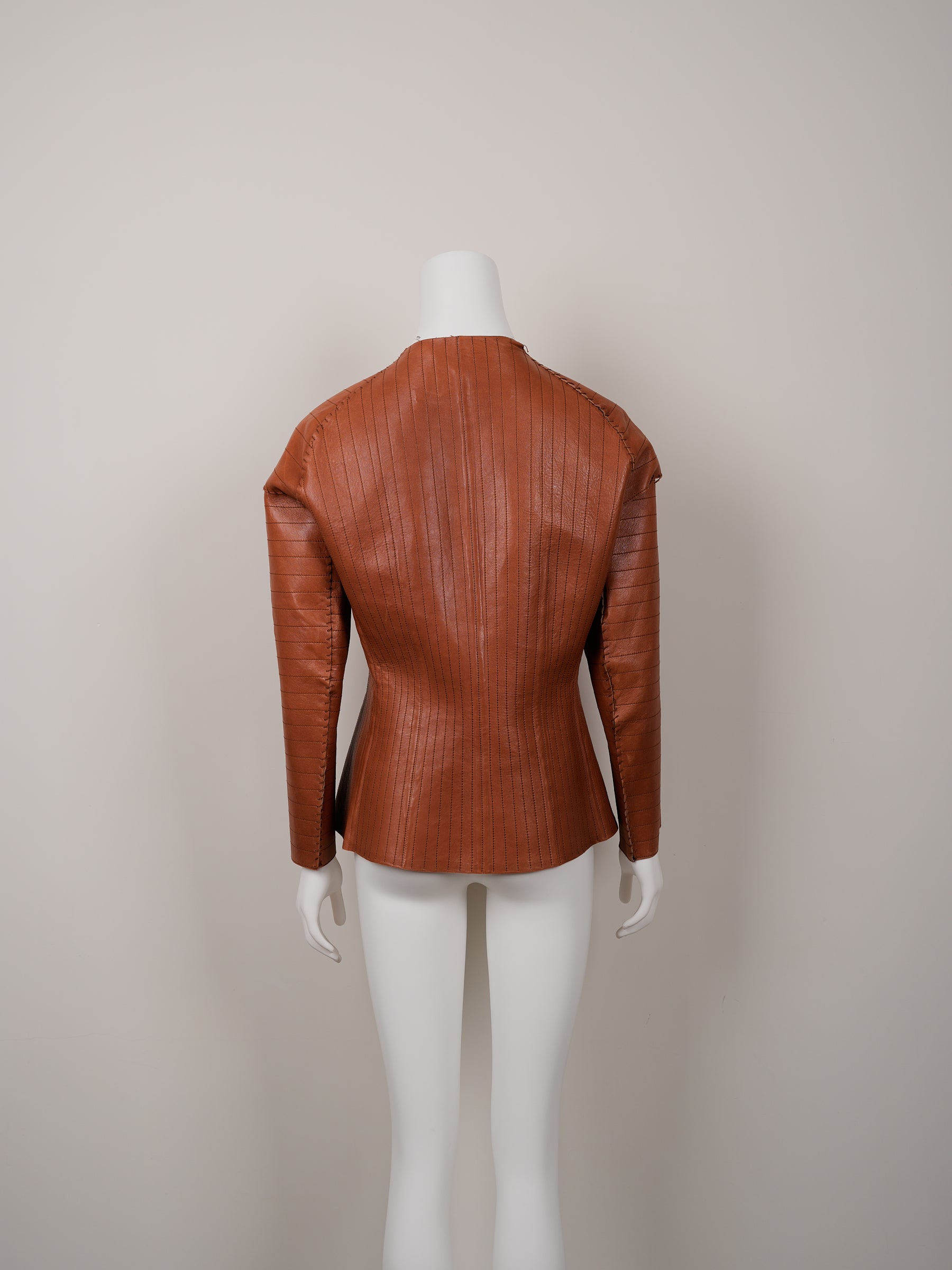 Lanvin Fall/Winter 2002 Orange Agneau Lamb Leather Jacket