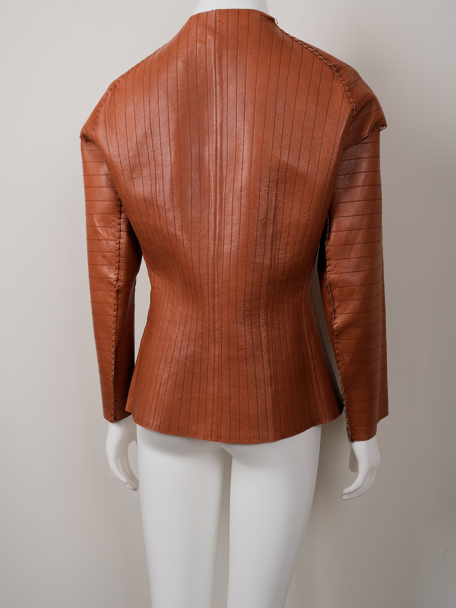 Lanvin Fall/Winter 2002 Orange Agneau Lamb Leather Jacket