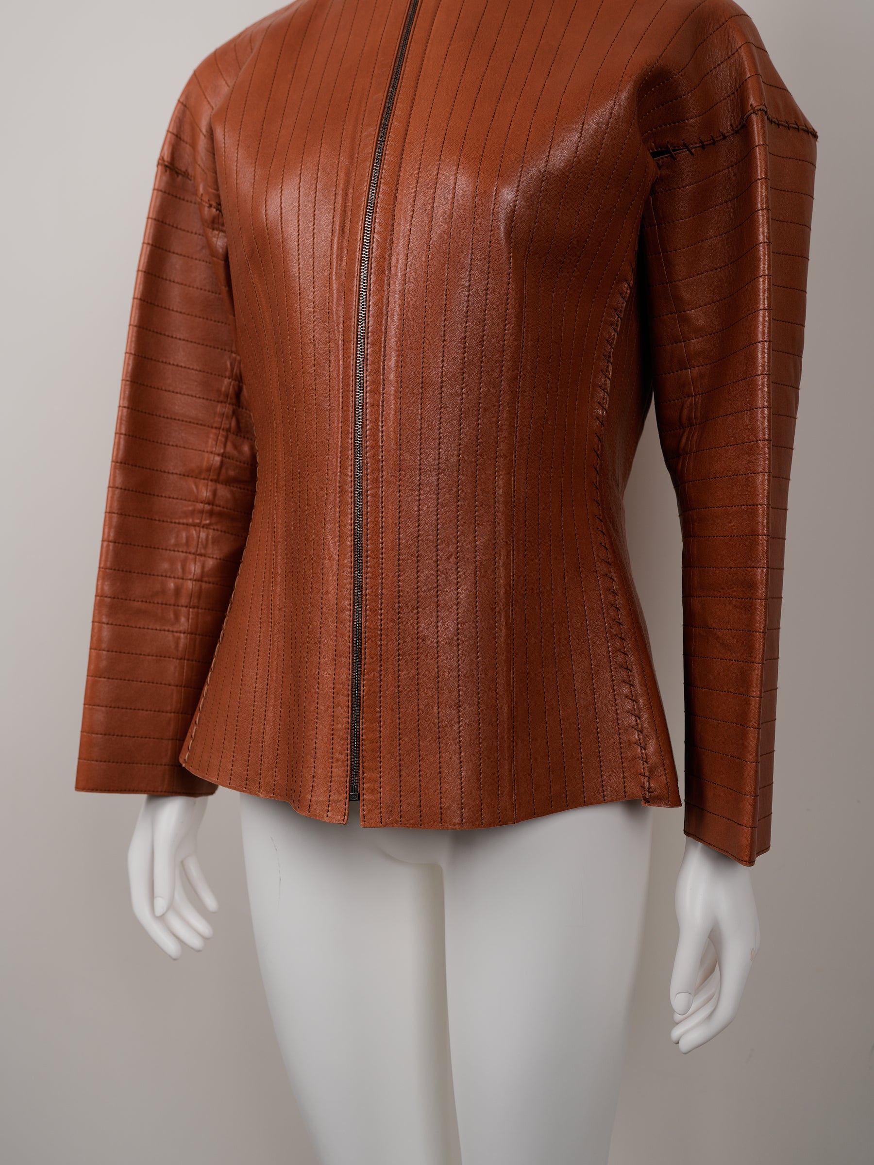 Lanvin Fall/Winter 2002 Orange Agneau Lamb Leather Jacket