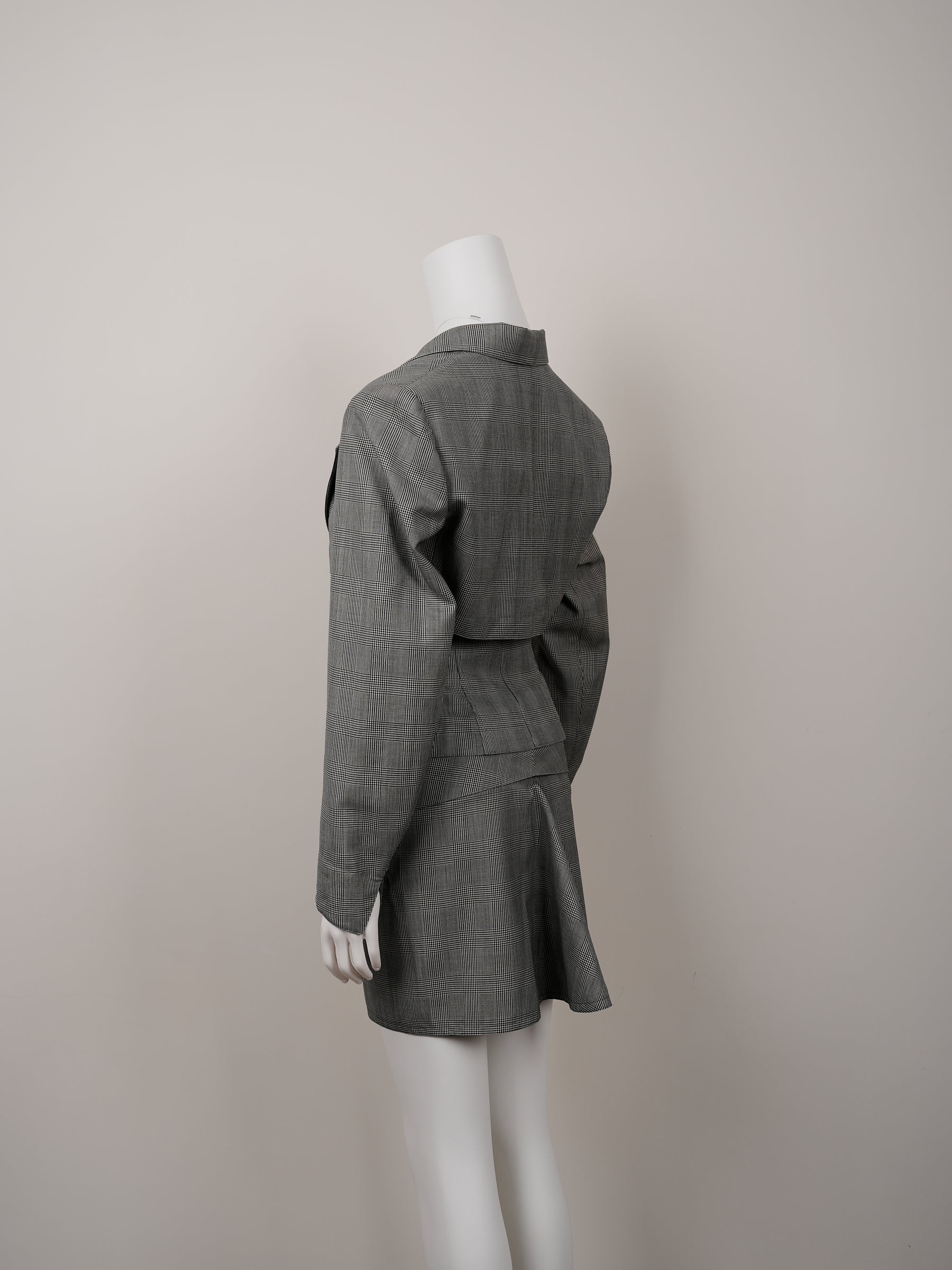 Alaïa Fall/Winter 1988 Micro Houndstooth Suit with Pleated Skirt