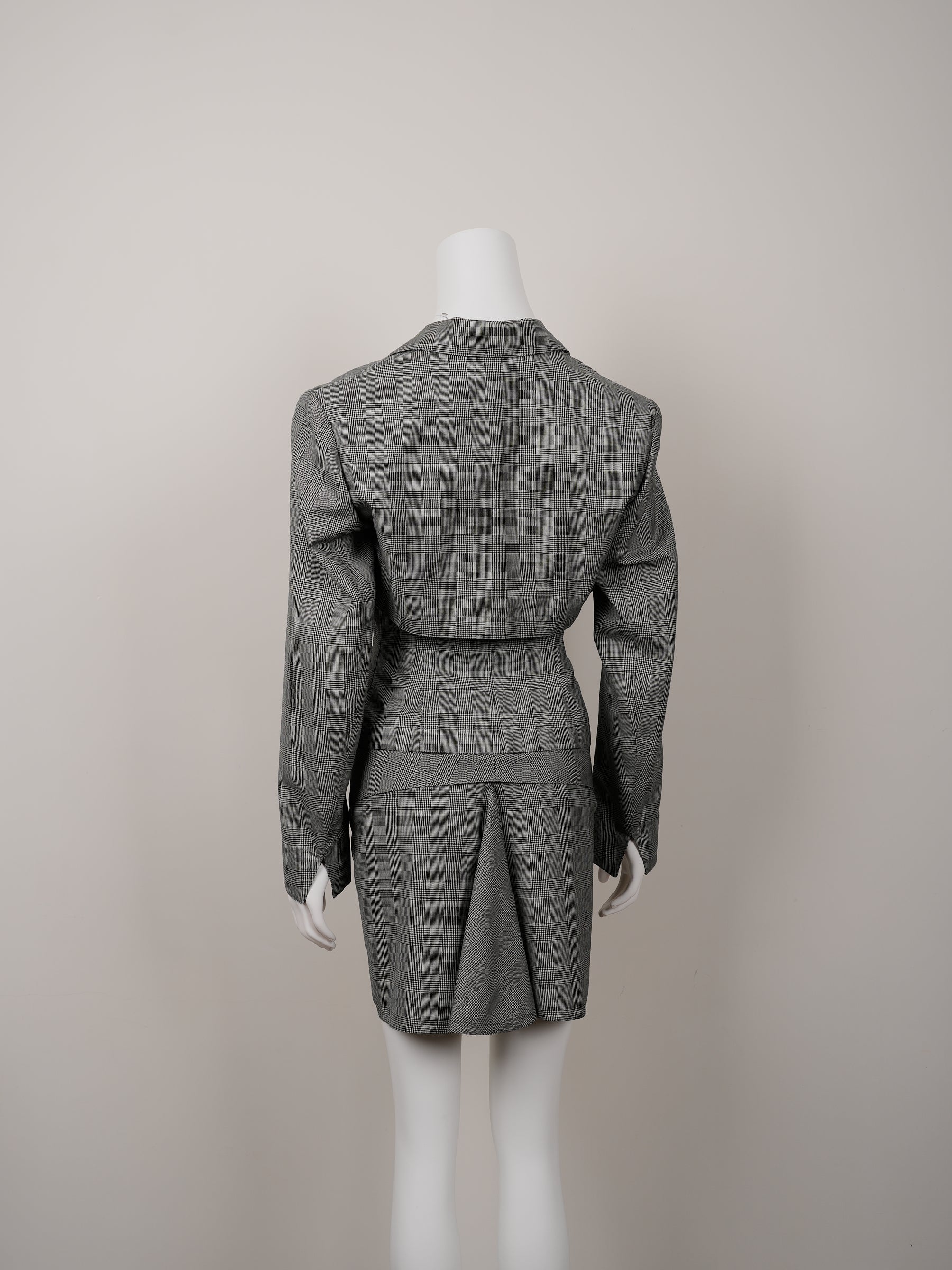 Alaïa Fall/Winter 1988 Micro Houndstooth Suit with Pleated Skirt