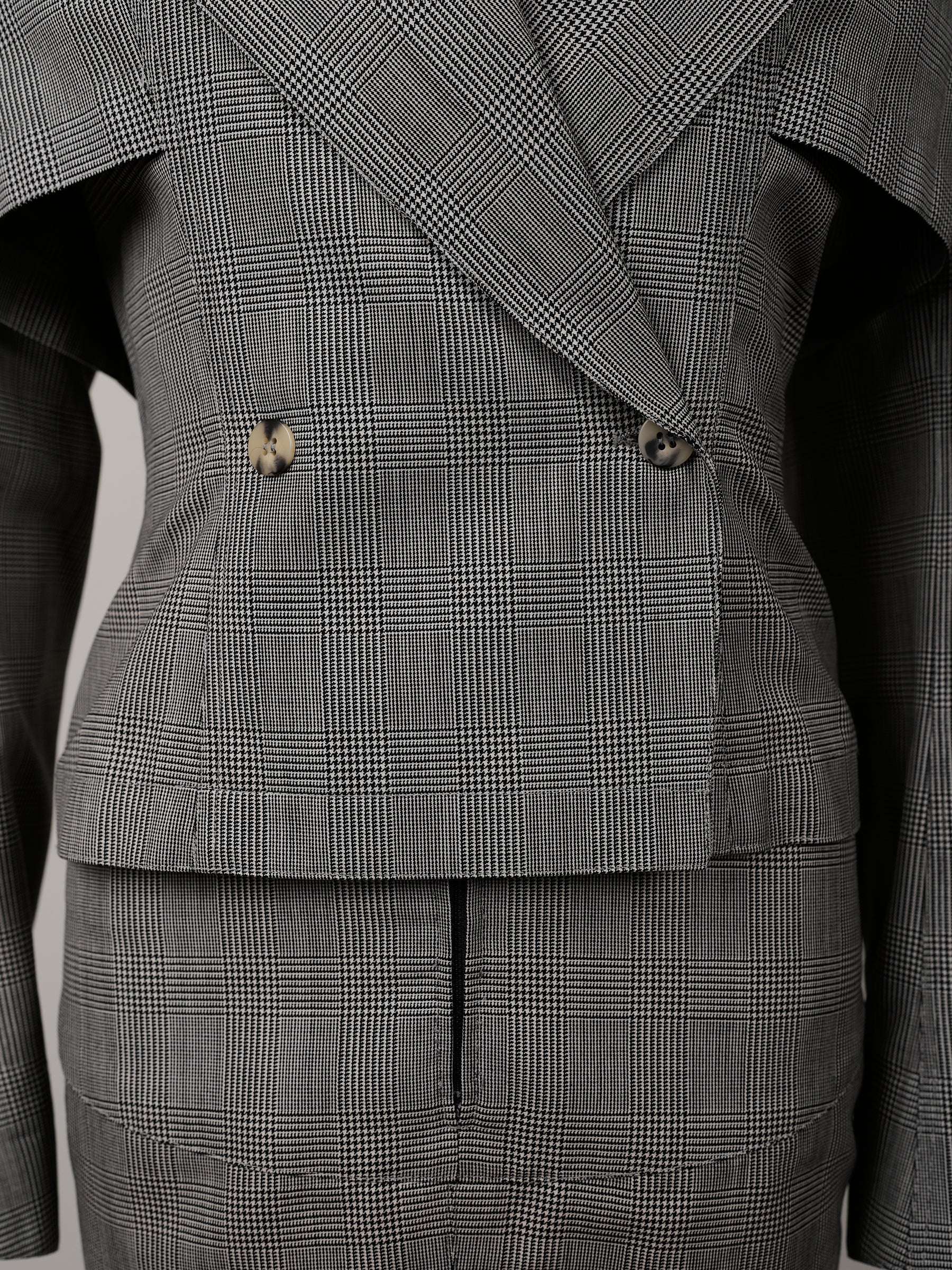 Alaïa Fall/Winter 1988 Micro Houndstooth Suit with Pleated Skirt