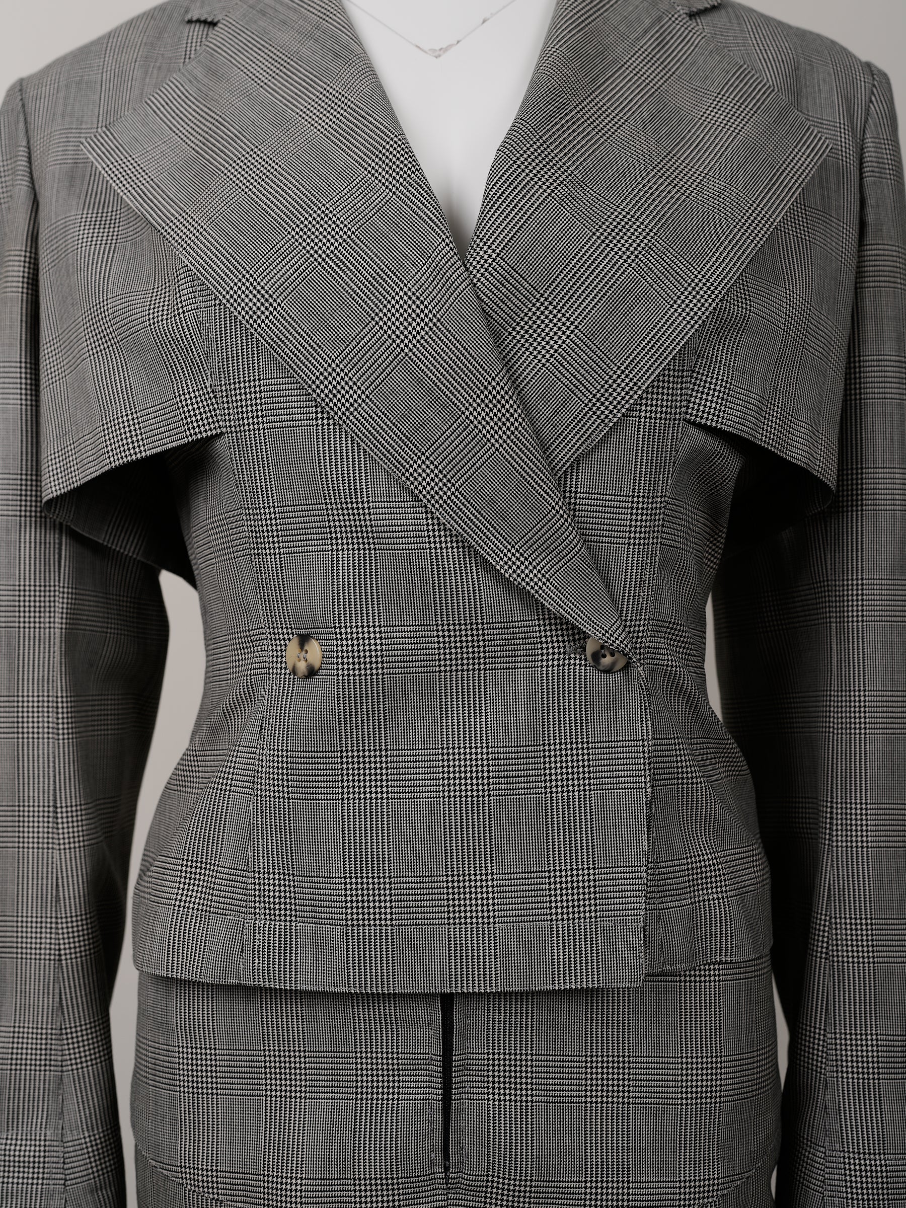 Alaïa Fall/Winter 1988 Micro Houndstooth Suit with Pleated Skirt