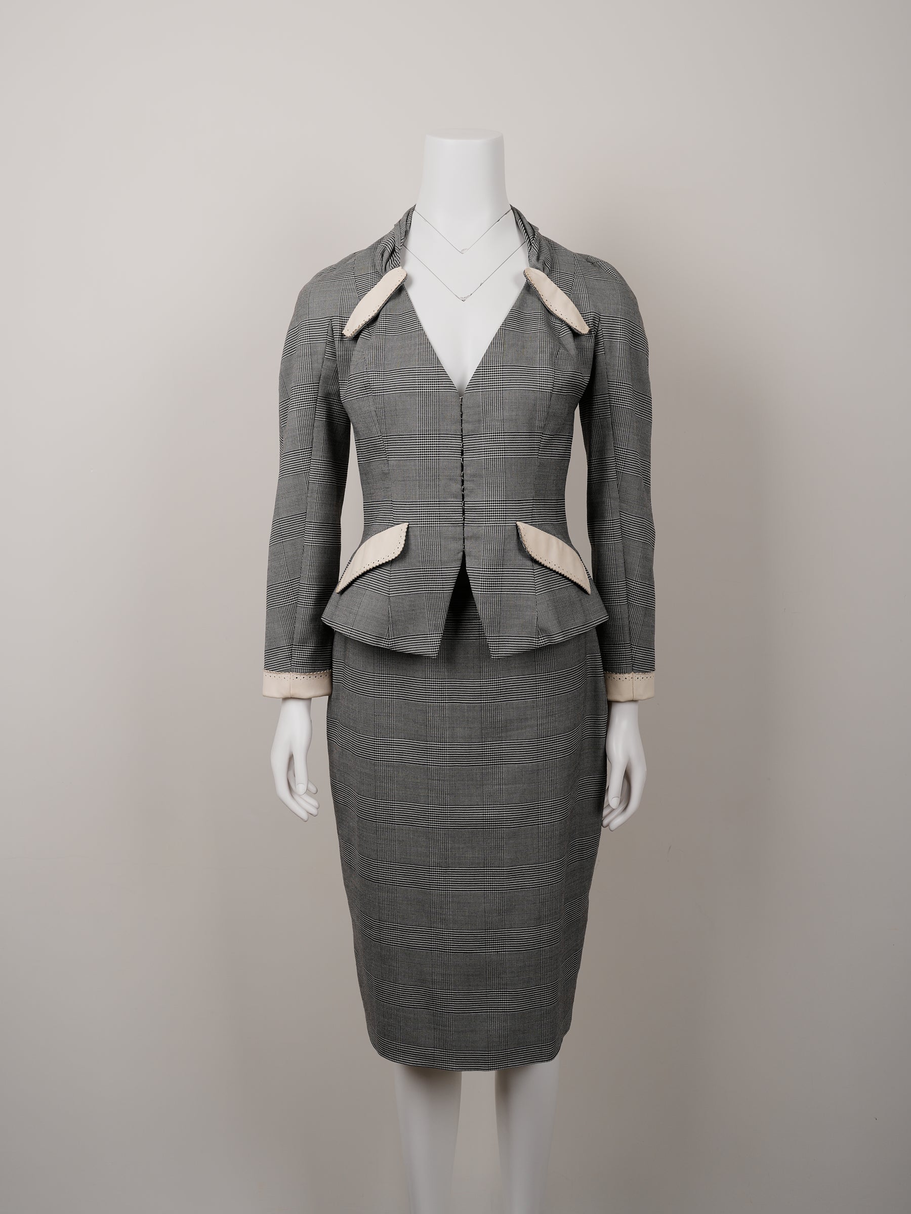 Christian Dior by John Galliano Spring 2004 Top and Leather Skirt Suit Set - Pulled