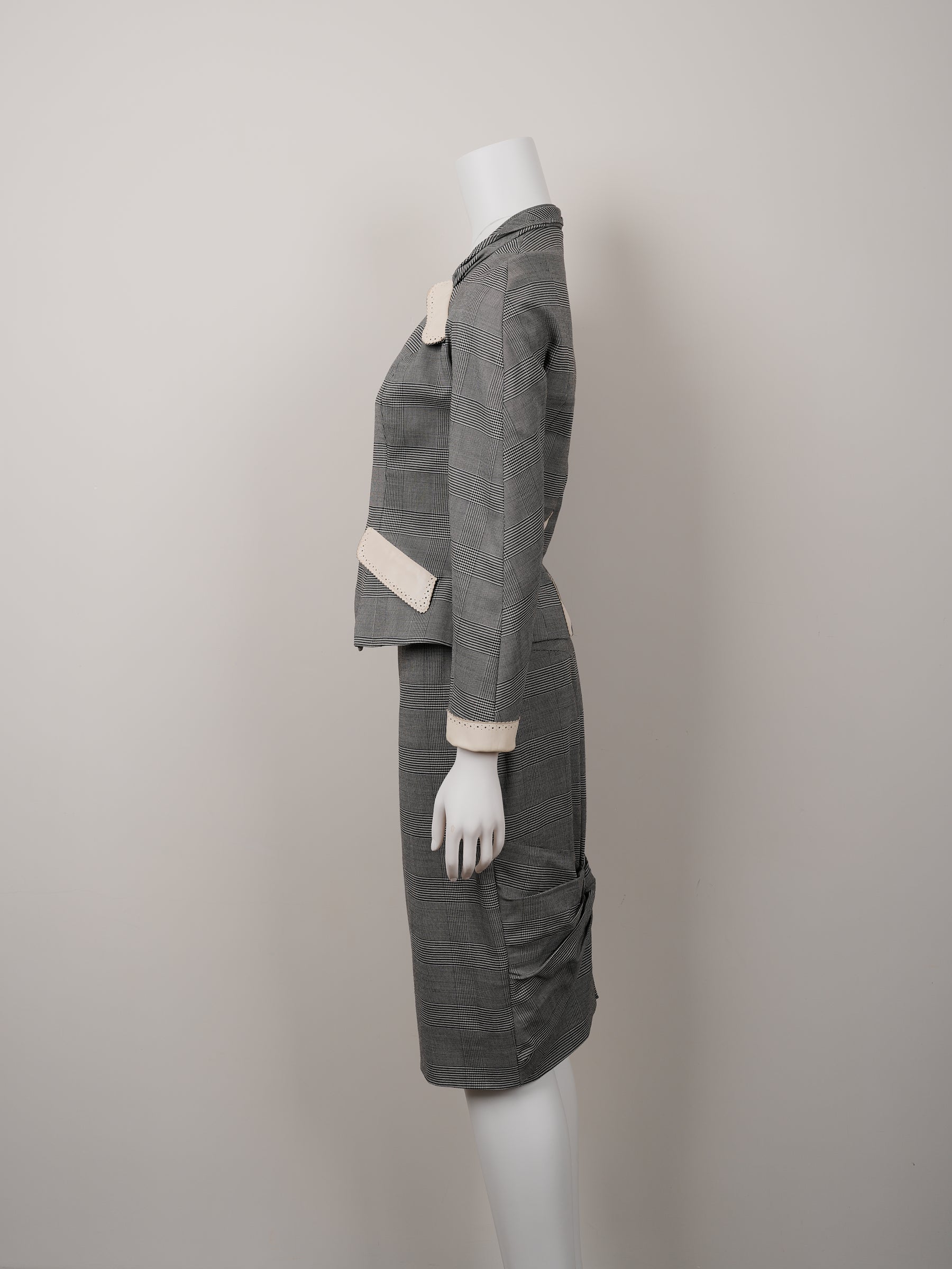 Christian Dior by John Galliano Spring 2004 Top and Leather Skirt Suit Set - Pulled