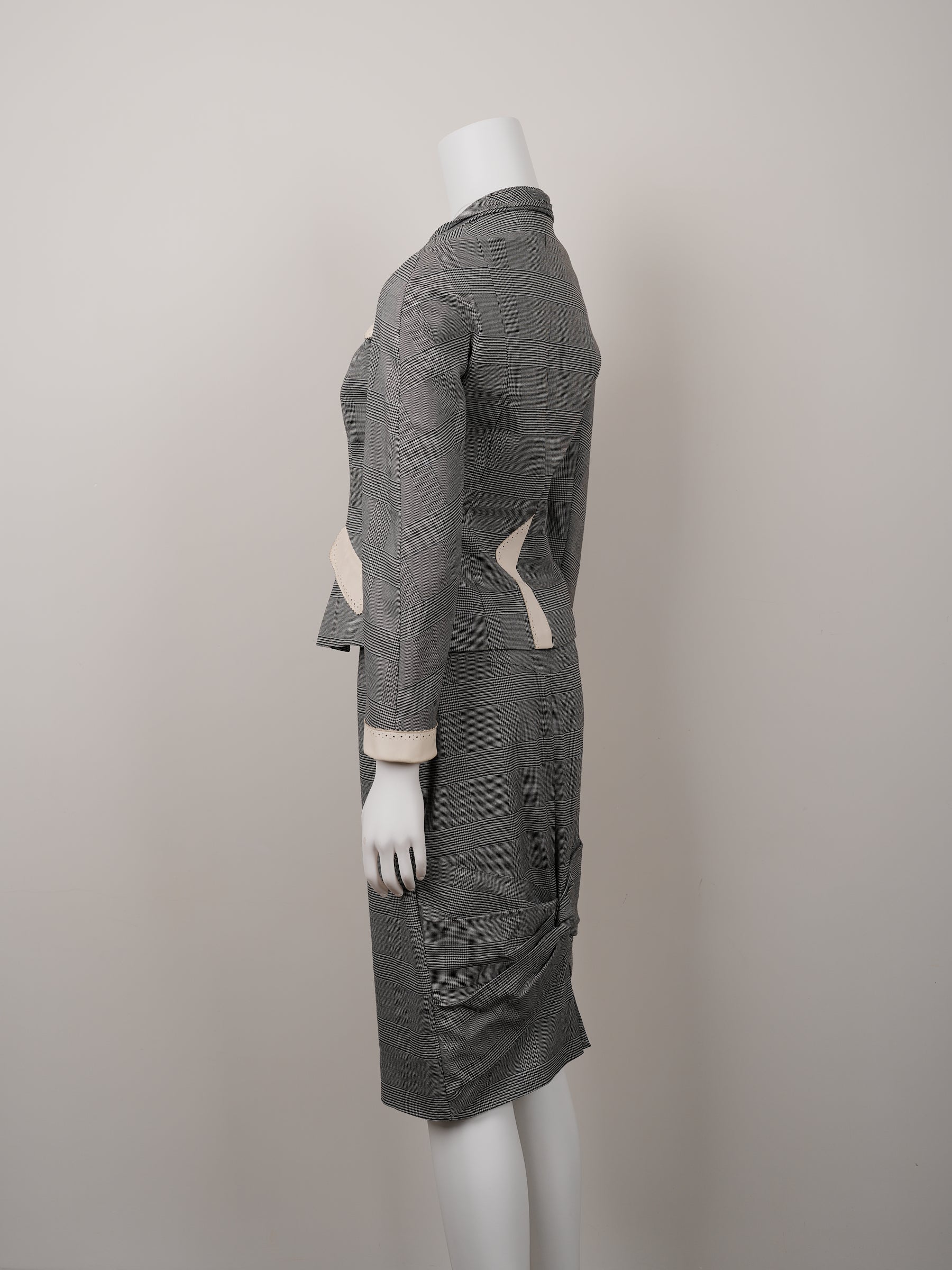 Christian Dior by John Galliano Spring 2004 Top and Leather Skirt Suit Set - Pulled