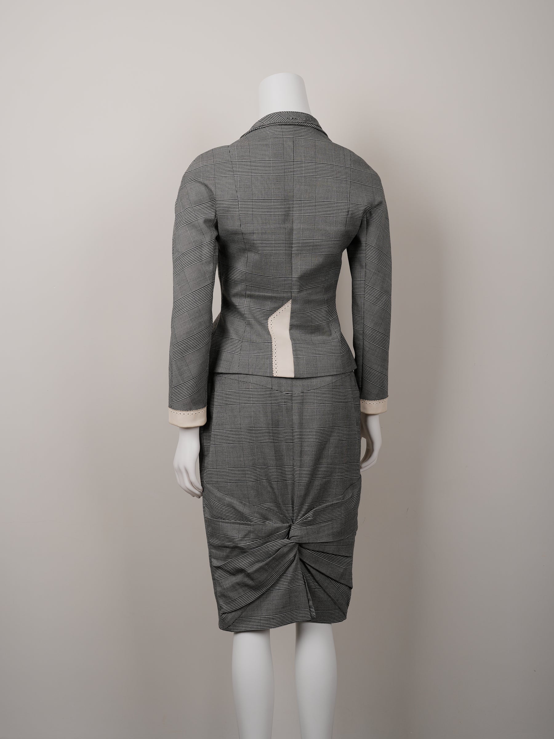 Christian Dior by John Galliano Spring 2004 Top and Leather Skirt Suit Set - Pulled