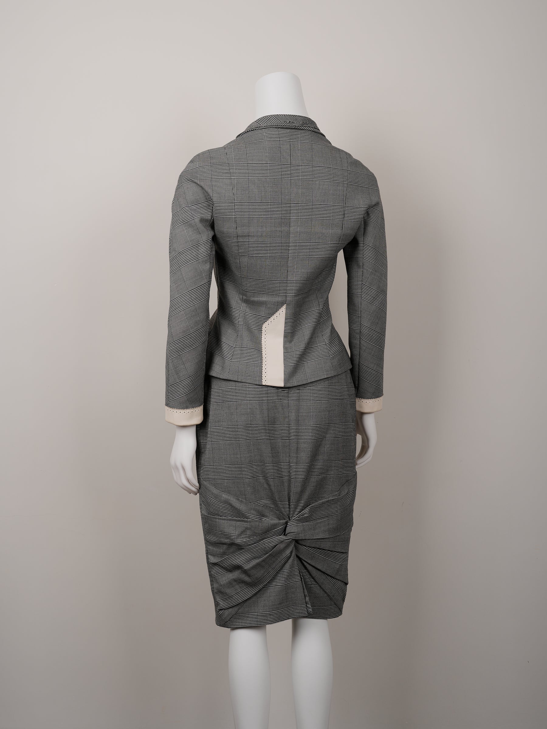 Christian Dior by John Galliano Spring 2004 Top and Leather Skirt Suit Set - Pulled